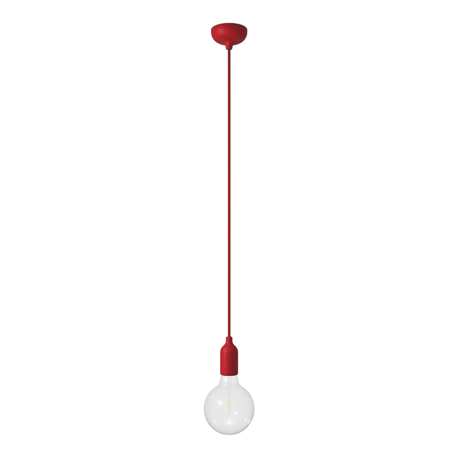 Lampada a sospensione colorata in silicone con cavo tessile - Rosso - Creative Cables