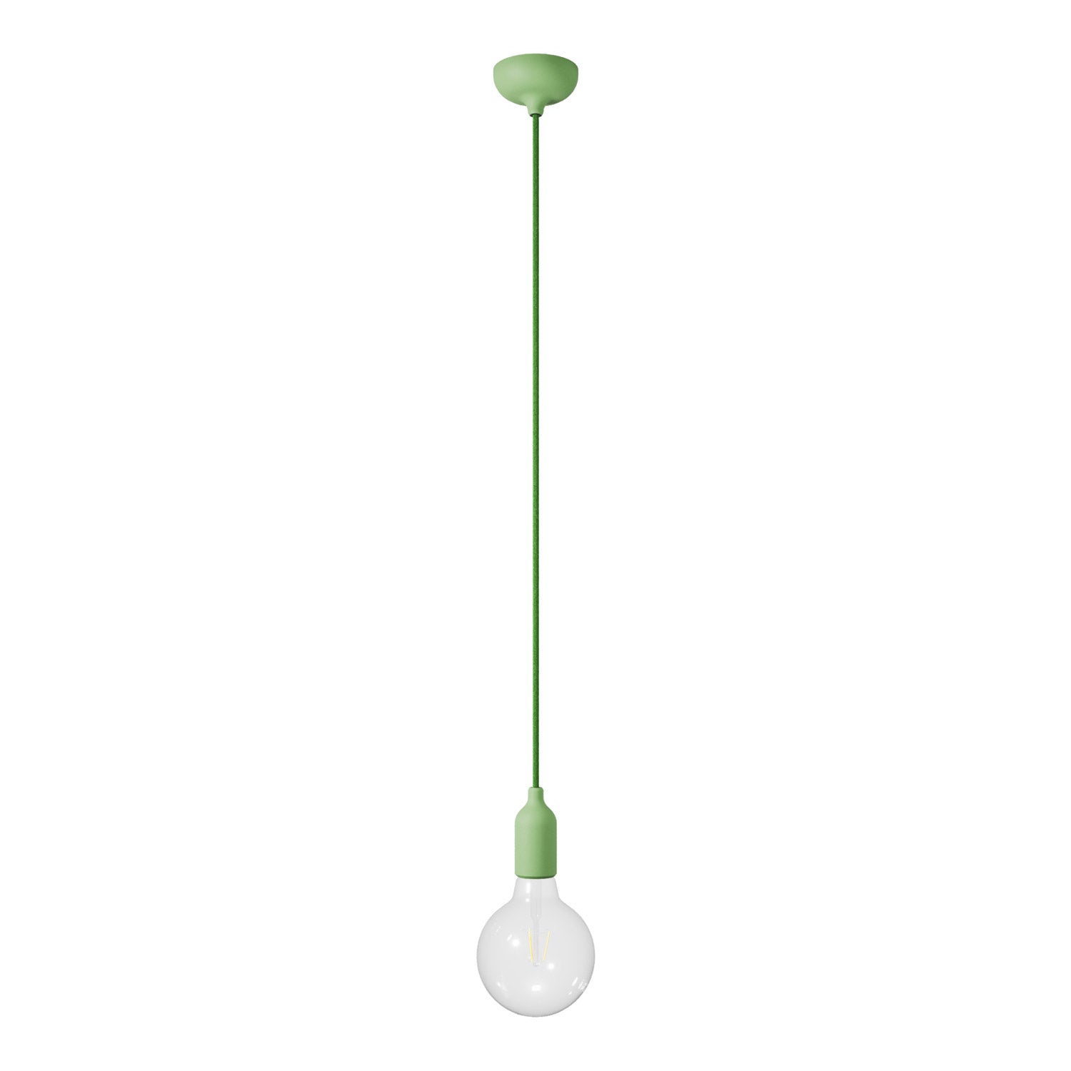 Lampada a sospensione colorata in silicone con cavo tessile - Verde prato - Creative Cables