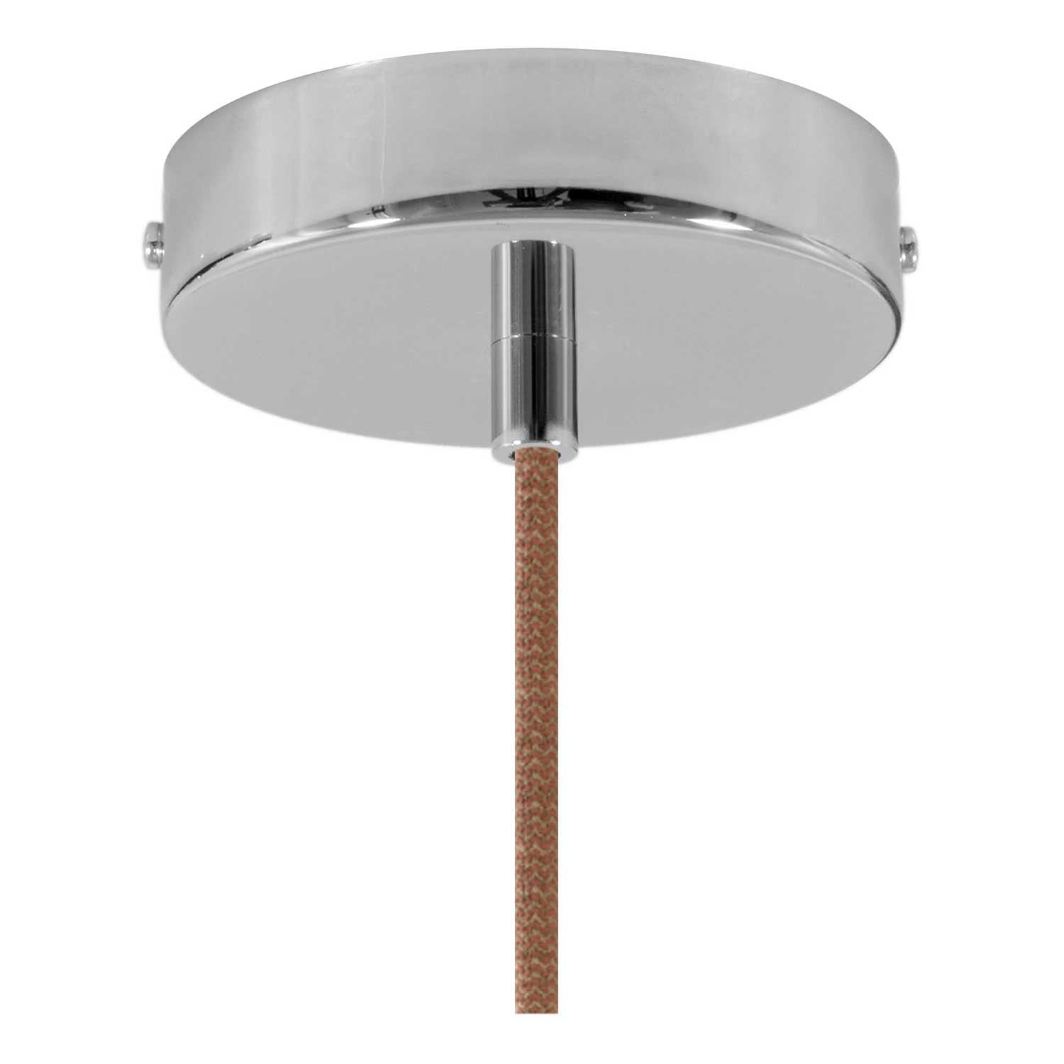 Lampada a sospensione completa di cavo tessile, paralume Bottiglia in ceramica e finiture in metallo - Terracotta striato