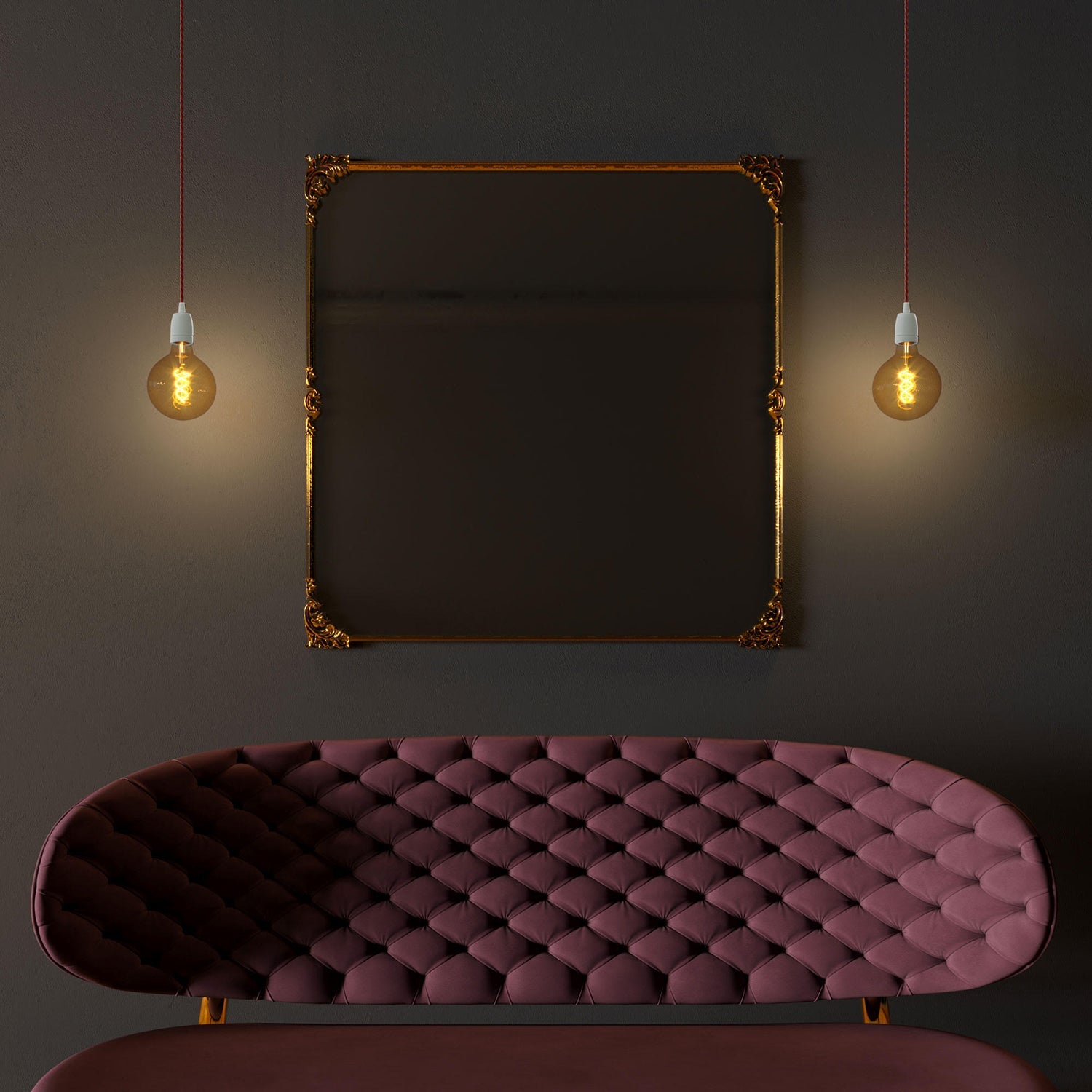 Lampada a sospensione completa di cavo tessile trecciato e finiture in porcellana - Bianco