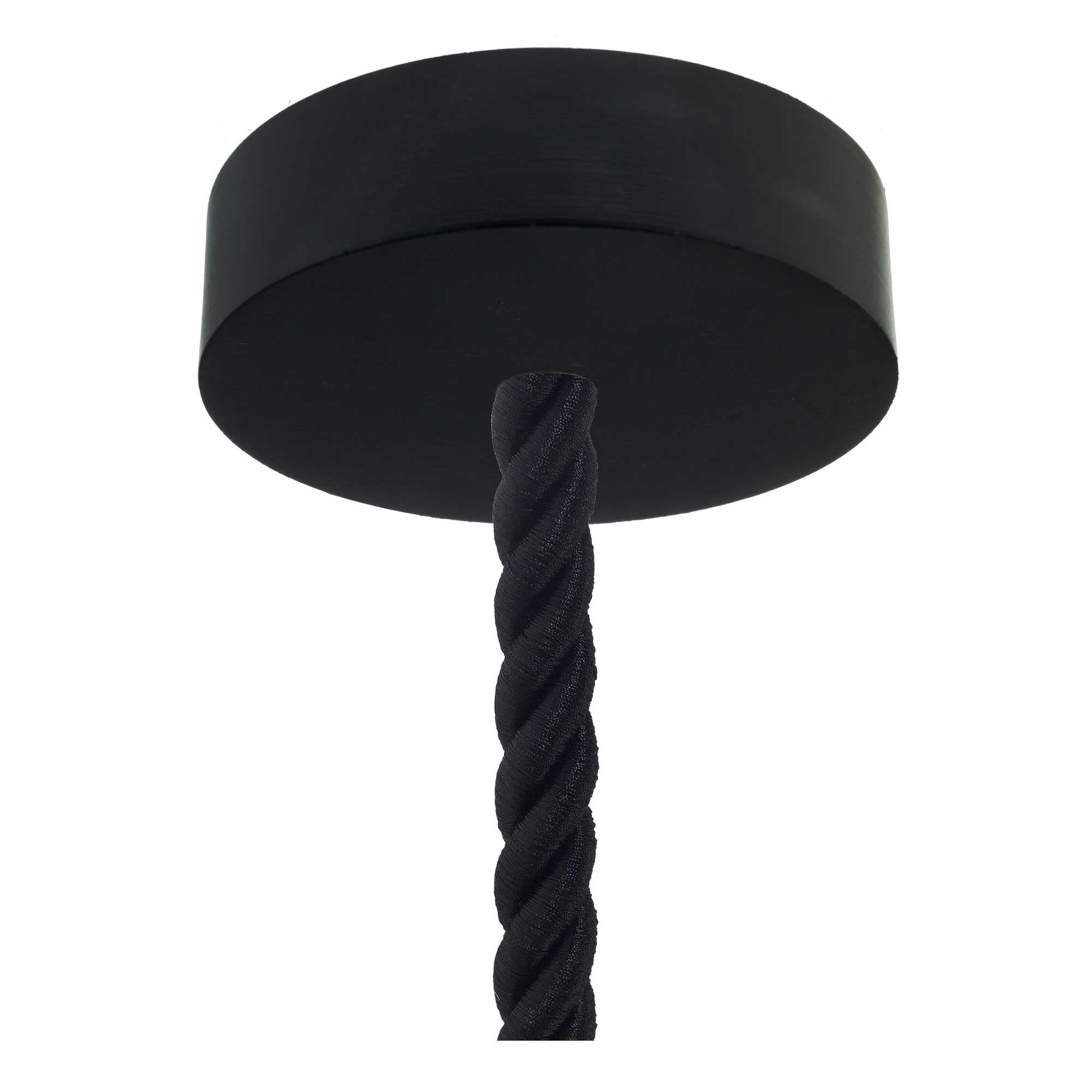 Lampada a sospensione completa di cordone nautico XL 16 mm con finiture in legno verniciato - Nero