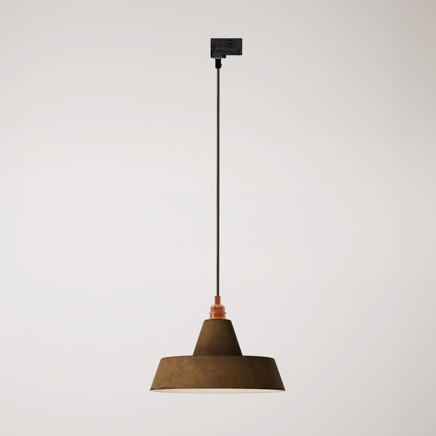 Lampada a sospensione con paralume in ceramica Industriale a binario - Effetto corten