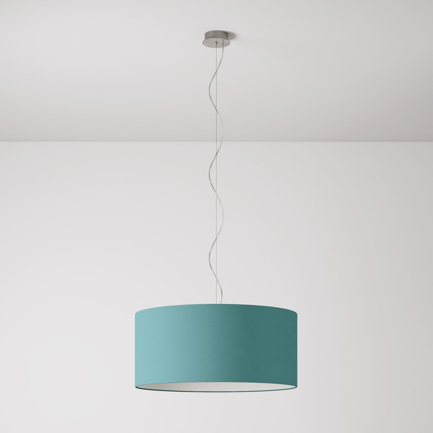 Lampada a sospensione con paralume in tessuto Cilindro Large - Made in Italy - Teletta Verde Dubbio No
