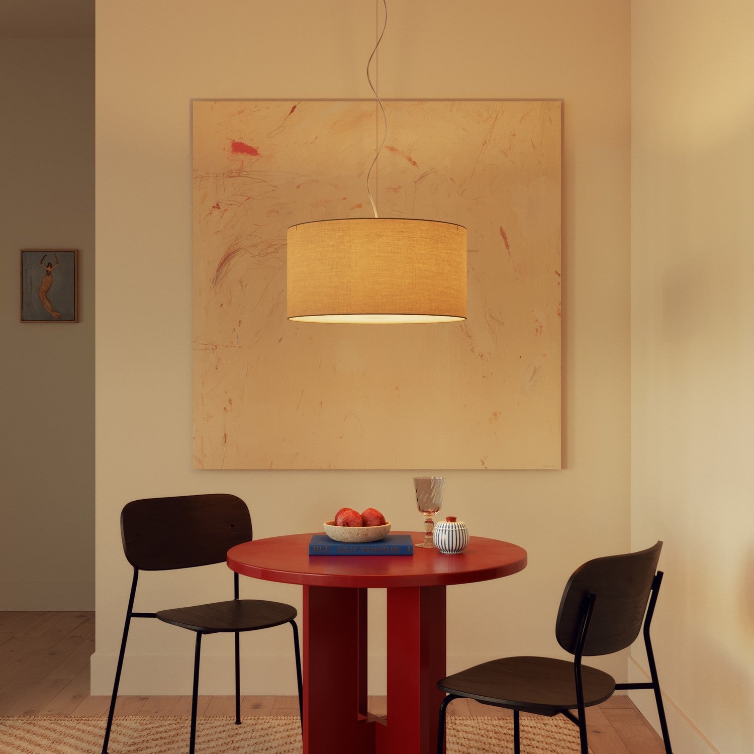 Lampada a sospensione con paralume in tessuto Cilindro Medium Arenal tortora - Made in Italy No