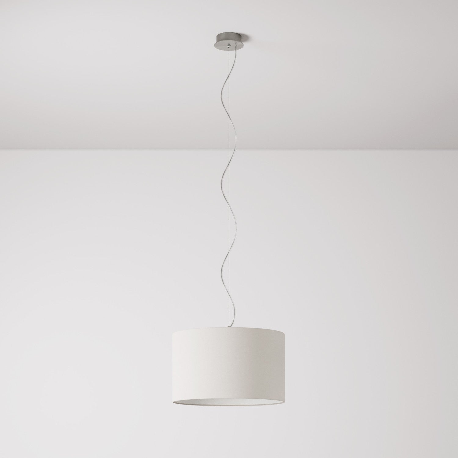 Lampada a sospensione con paralume in tessuto Cilindro Small Arenal sabbia - Made in Italy No