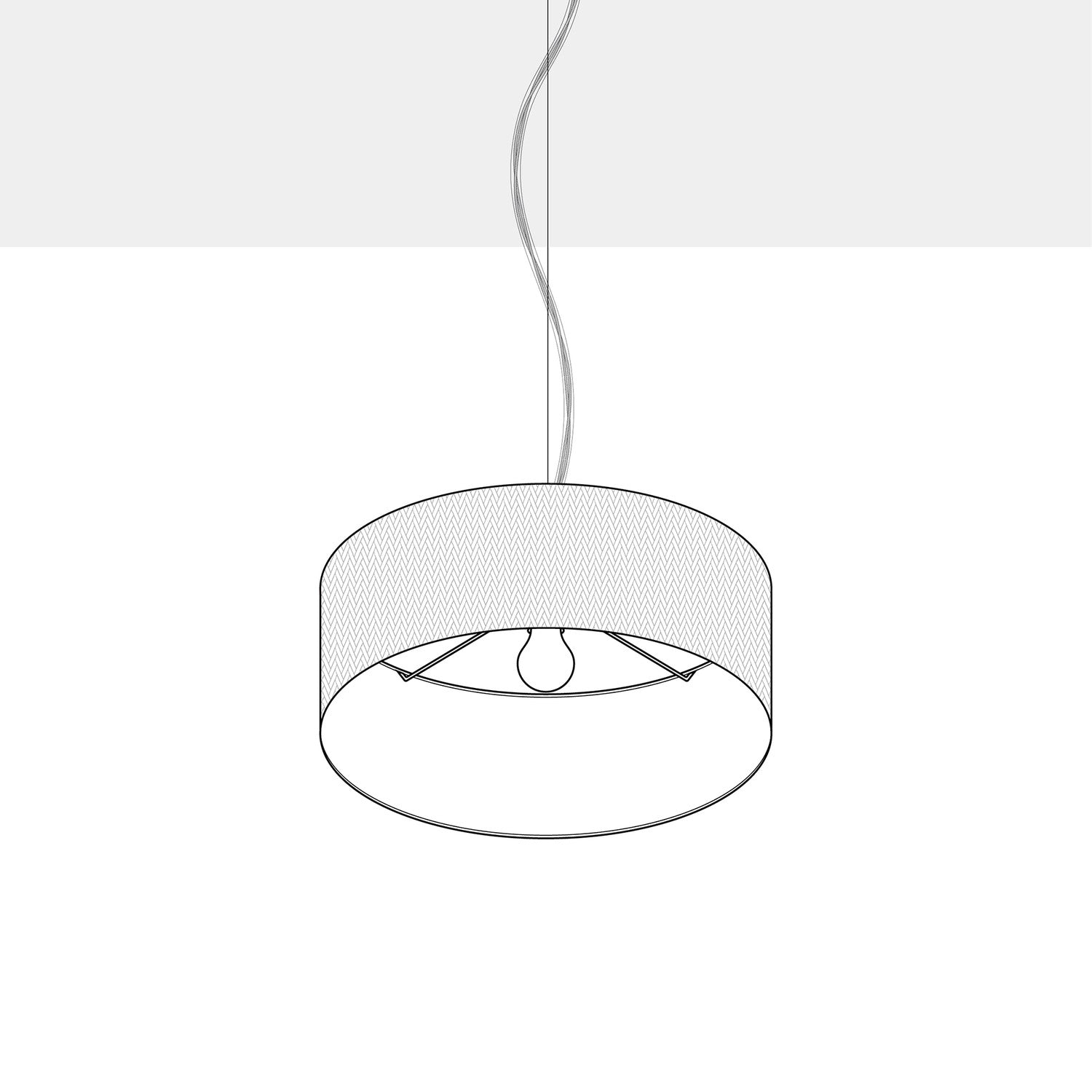 Lampada a sospensione con paralume in tessuto Cilindro Small - Made in Italy - Lana Aragosta No