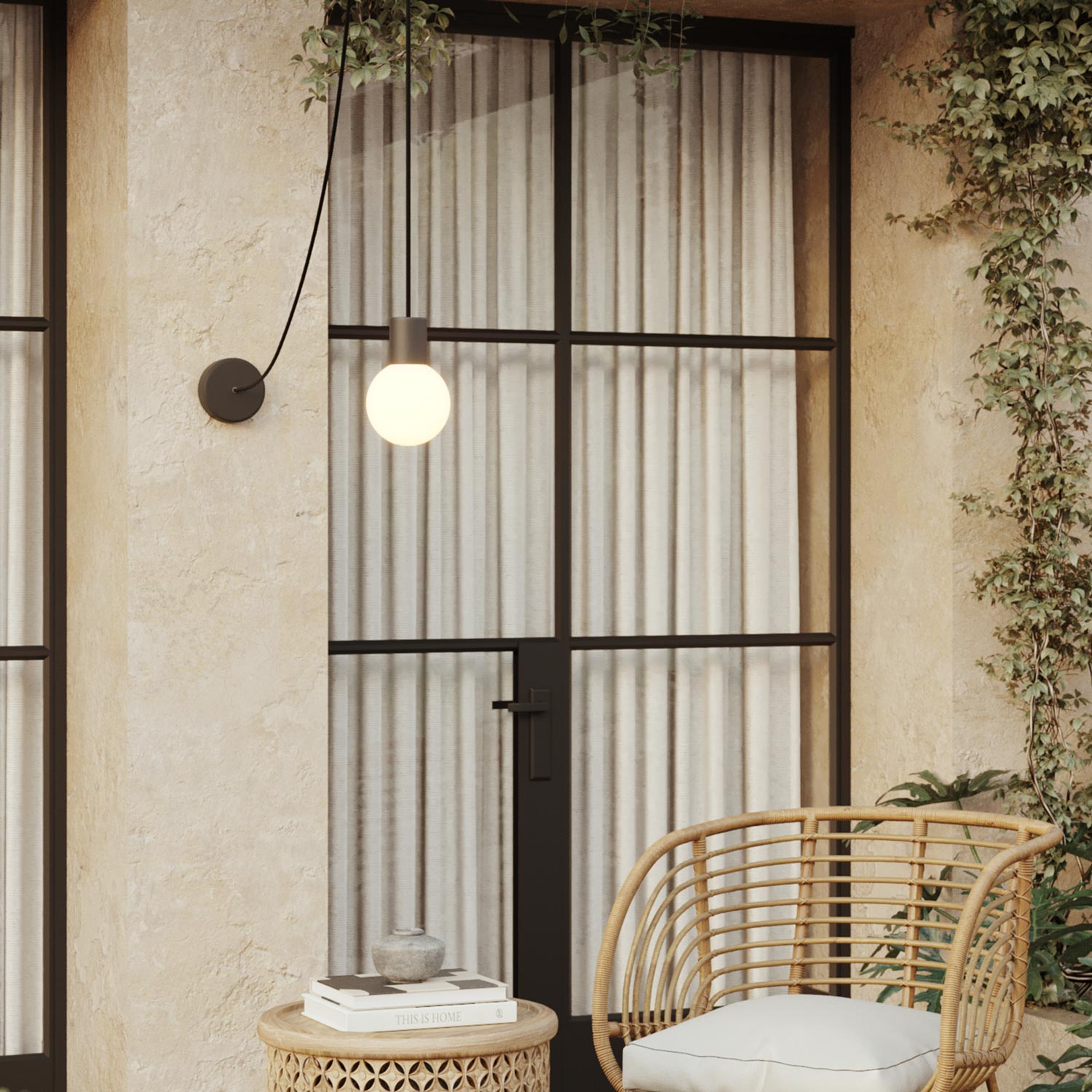 Lampada a sospensione da esterno Modulair IP65 con paralume infrangibile Unbreak-a-Ball - Nero