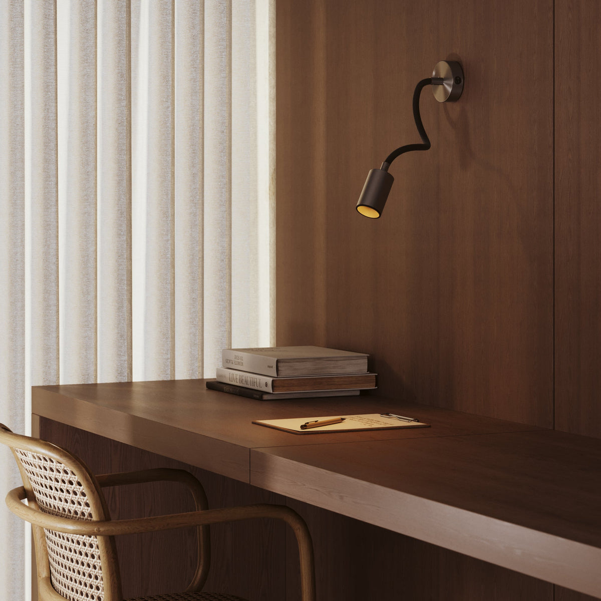 Lampada da parete o soffitto con faretto GU10 Bispot e braccio orientabile Flex 30 cm - Titanio satinato / Nero - Creative Cables