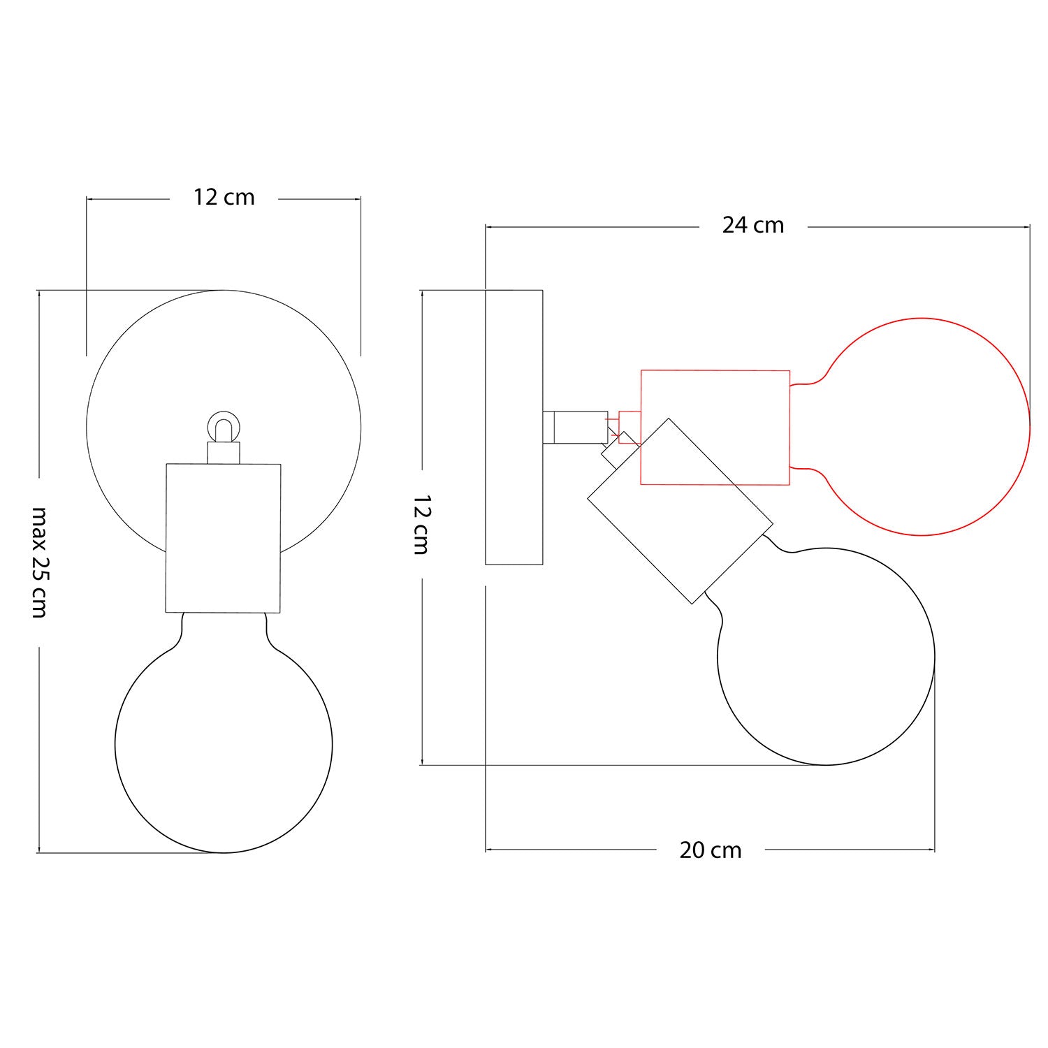 Lampada Fermaluce Snodo in legno con lampadina Globo Porcellana - Bianco