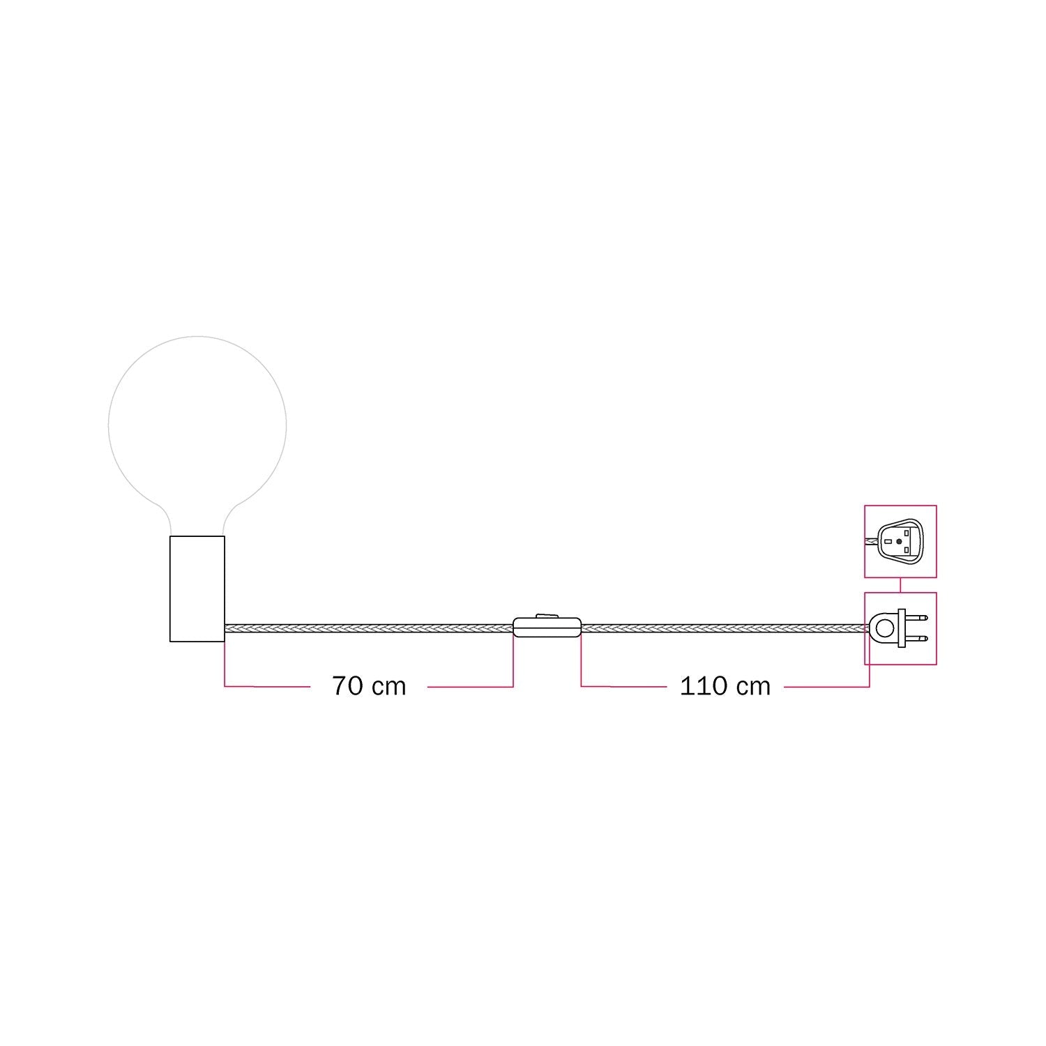 Lampada magnetica plug-in con attacco E27 e spina UK - Arancione