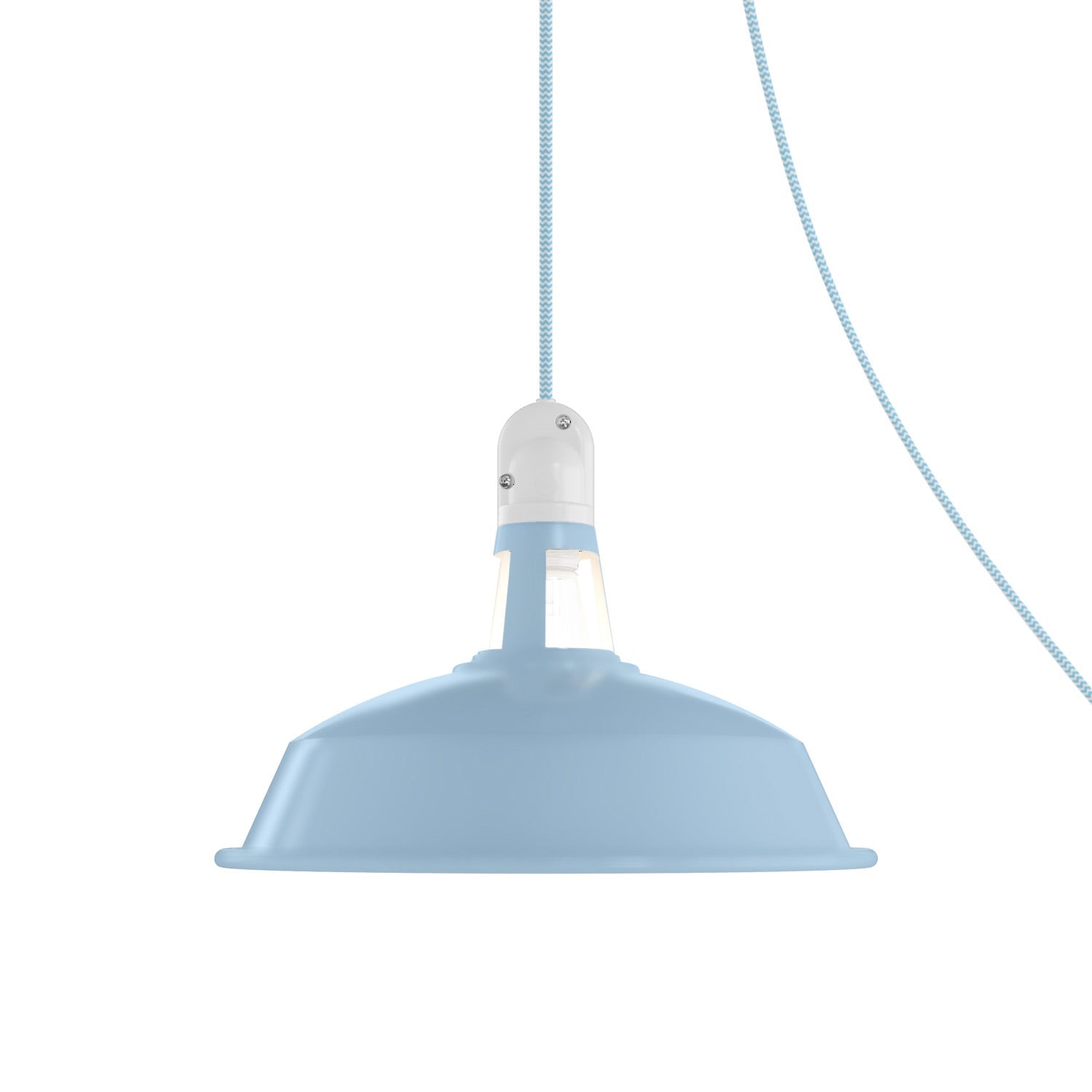 Lampada portatile da esterno Snake con paralume Harbour, 5 m cavo tessile, portalampada IP65 waterproof - Blu carta da zucchero - Creative Cables