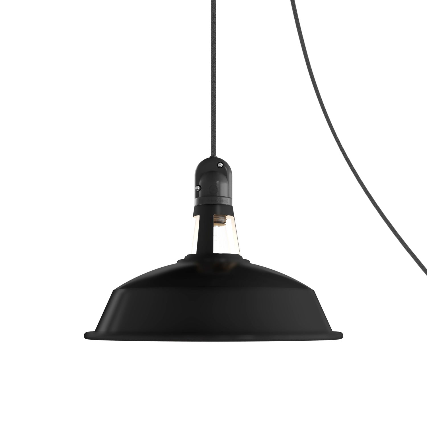 Lampada portatile da esterno Snake con paralume Harbour, 5 m cavo tessile, portalampada IP65 waterproof - Nero