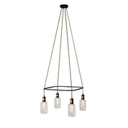 Lampadario Cage a 4 cadute Crystal - Ottone