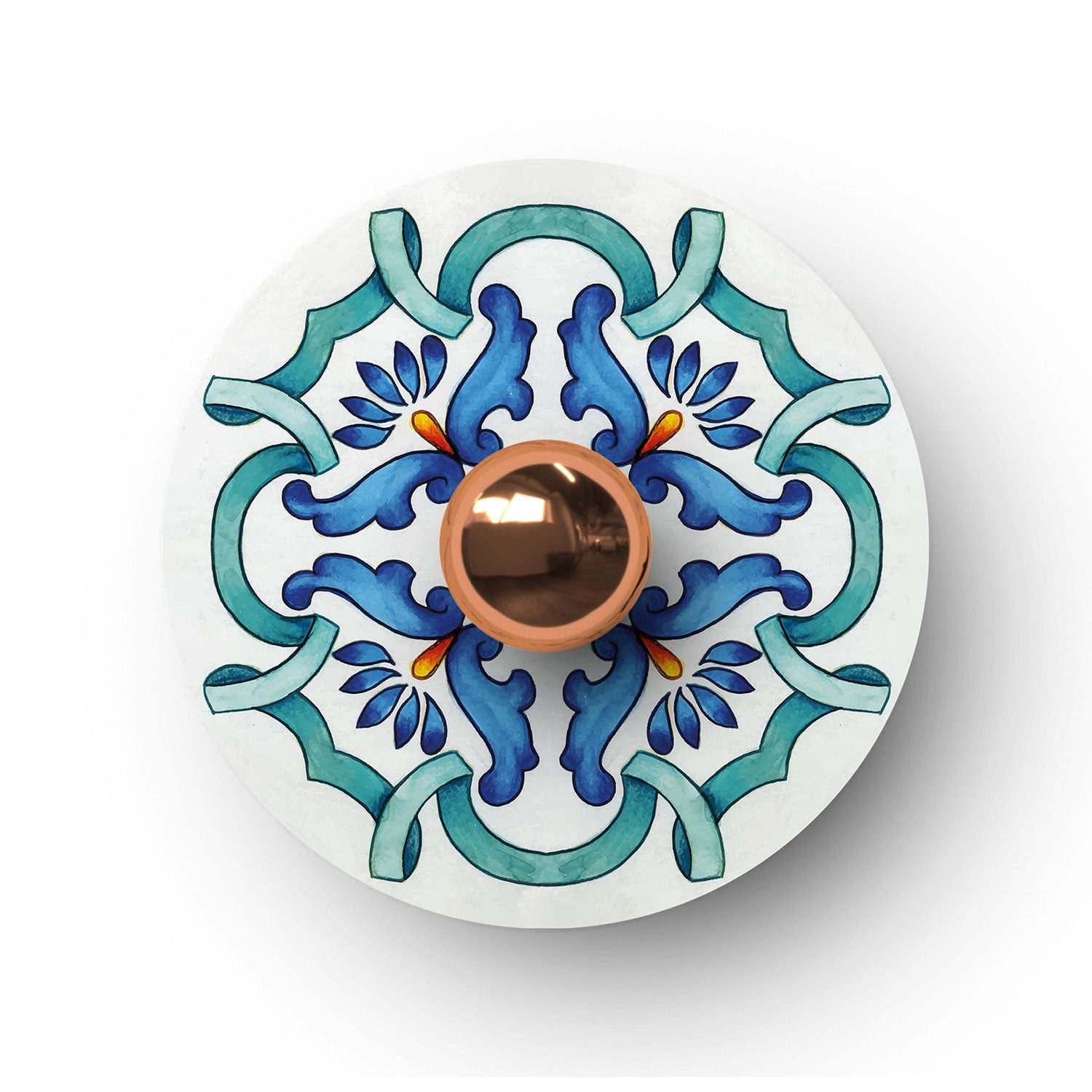 Mini piatto Ellepì 'Maioliche' Blu per lampade, diametro 24 cm - Made in Italy