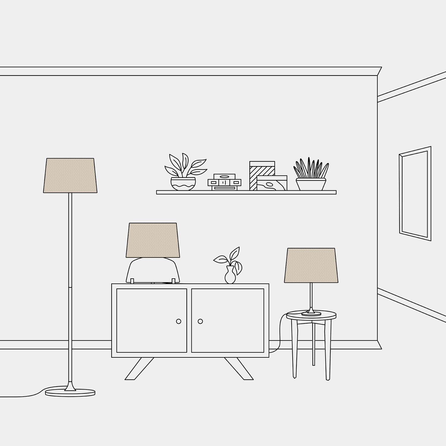 Paralume Athena con attacco E27 per lampada da tavolo e da terra - Made in Italy - Arenal Tortora