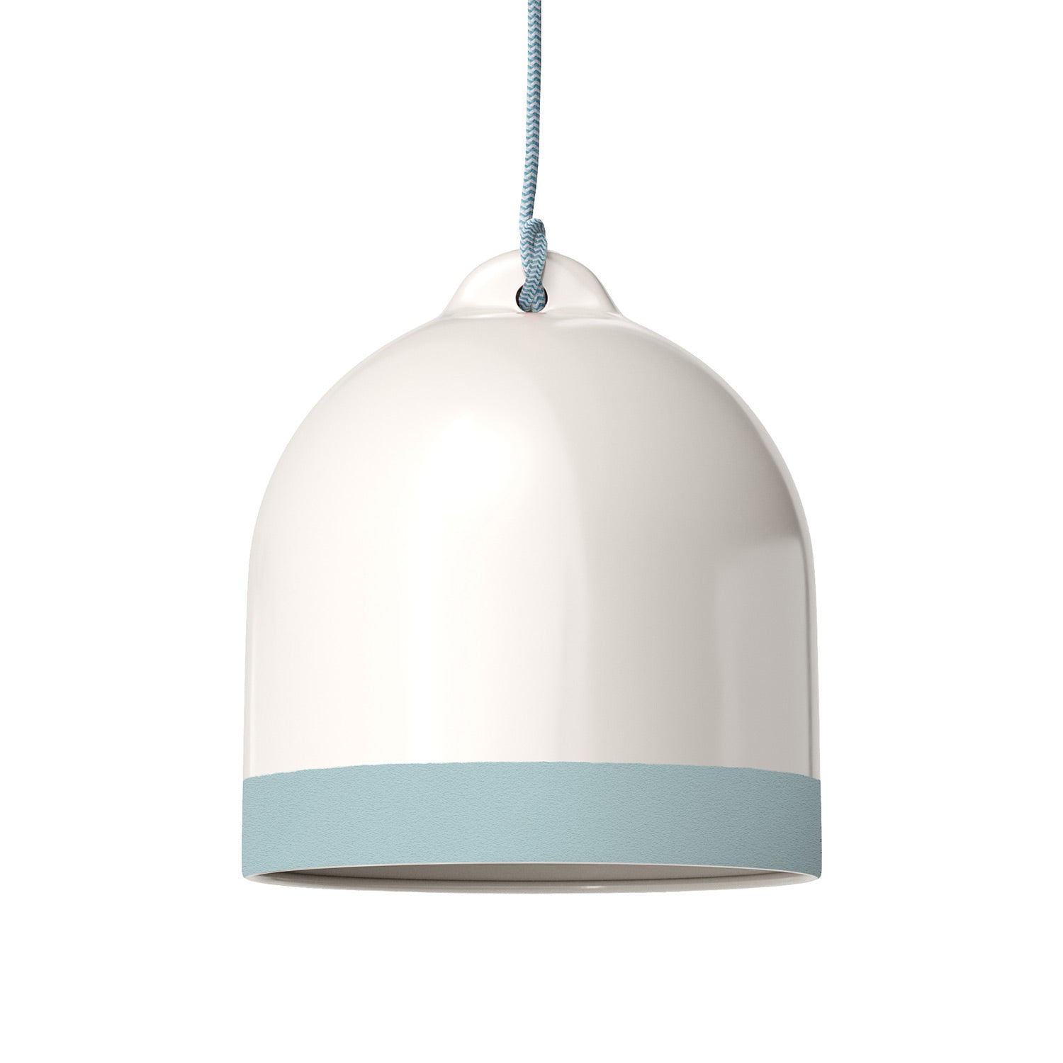 Paralume Campana M bicolore in ceramica Bianco e Azzurro, collezione Materia - Made in Italy