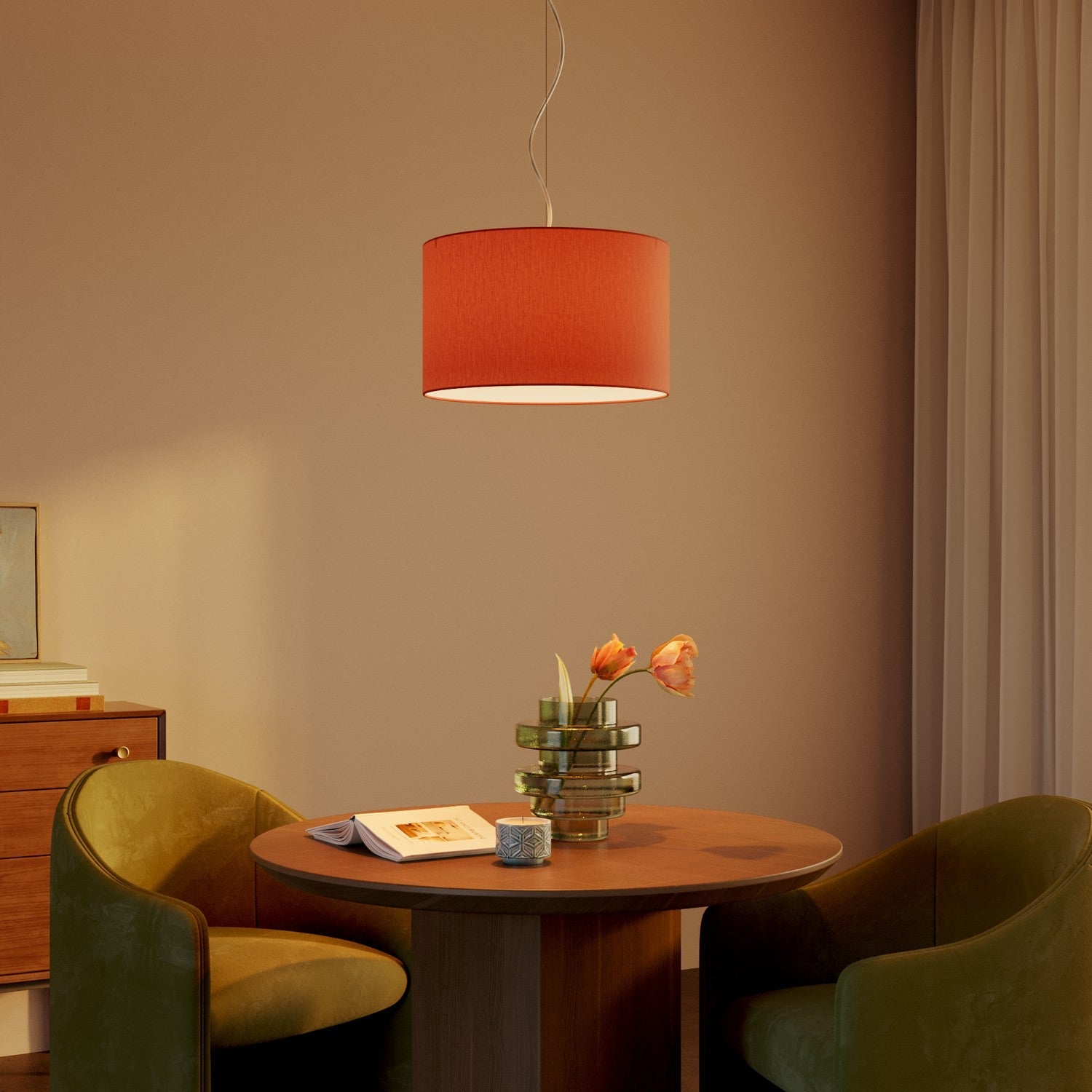 Paralume Cilindro L in tessuto con attacco E27 - Made in Italy - Cinette Aragosta