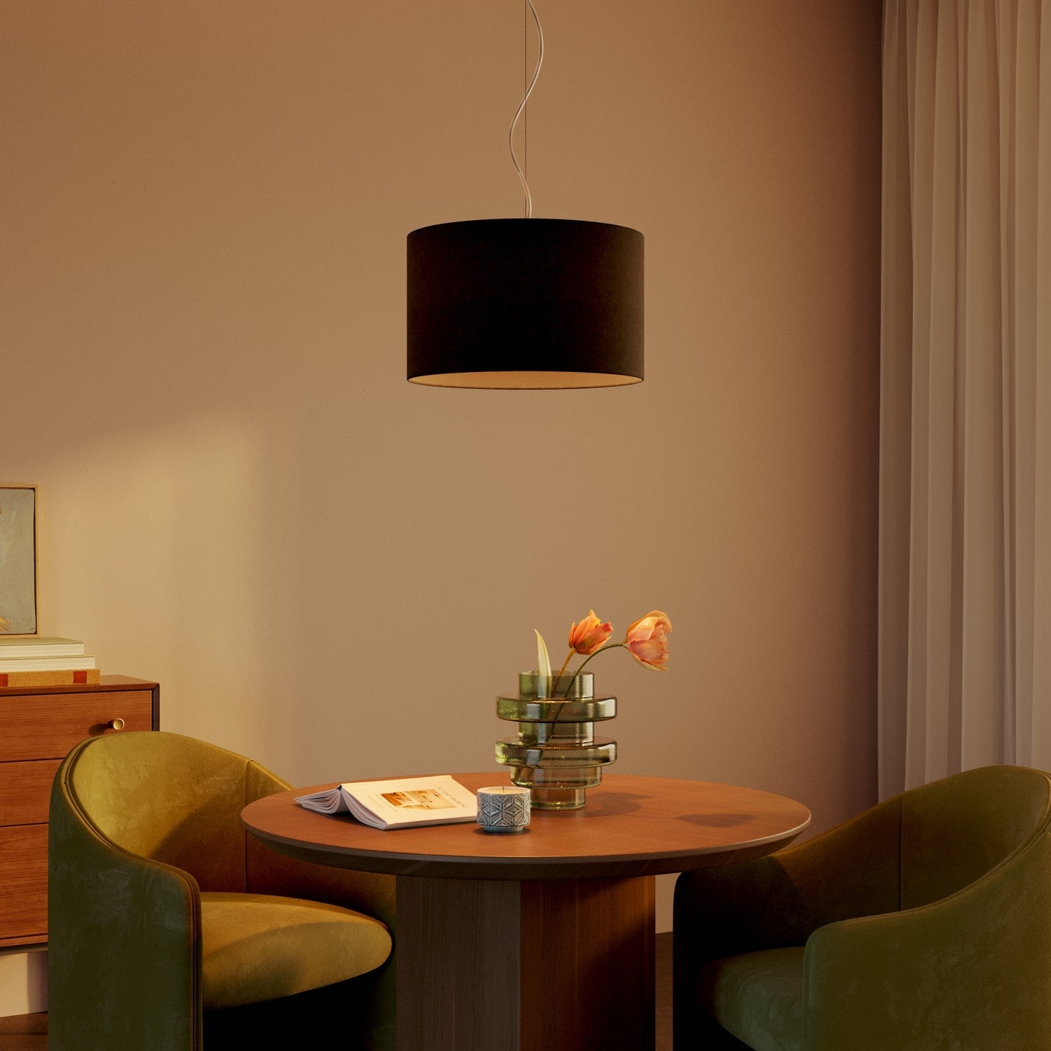 Paralume Cilindro L in tessuto con attacco E27 - Made in Italy - Lana Grigio Scuro