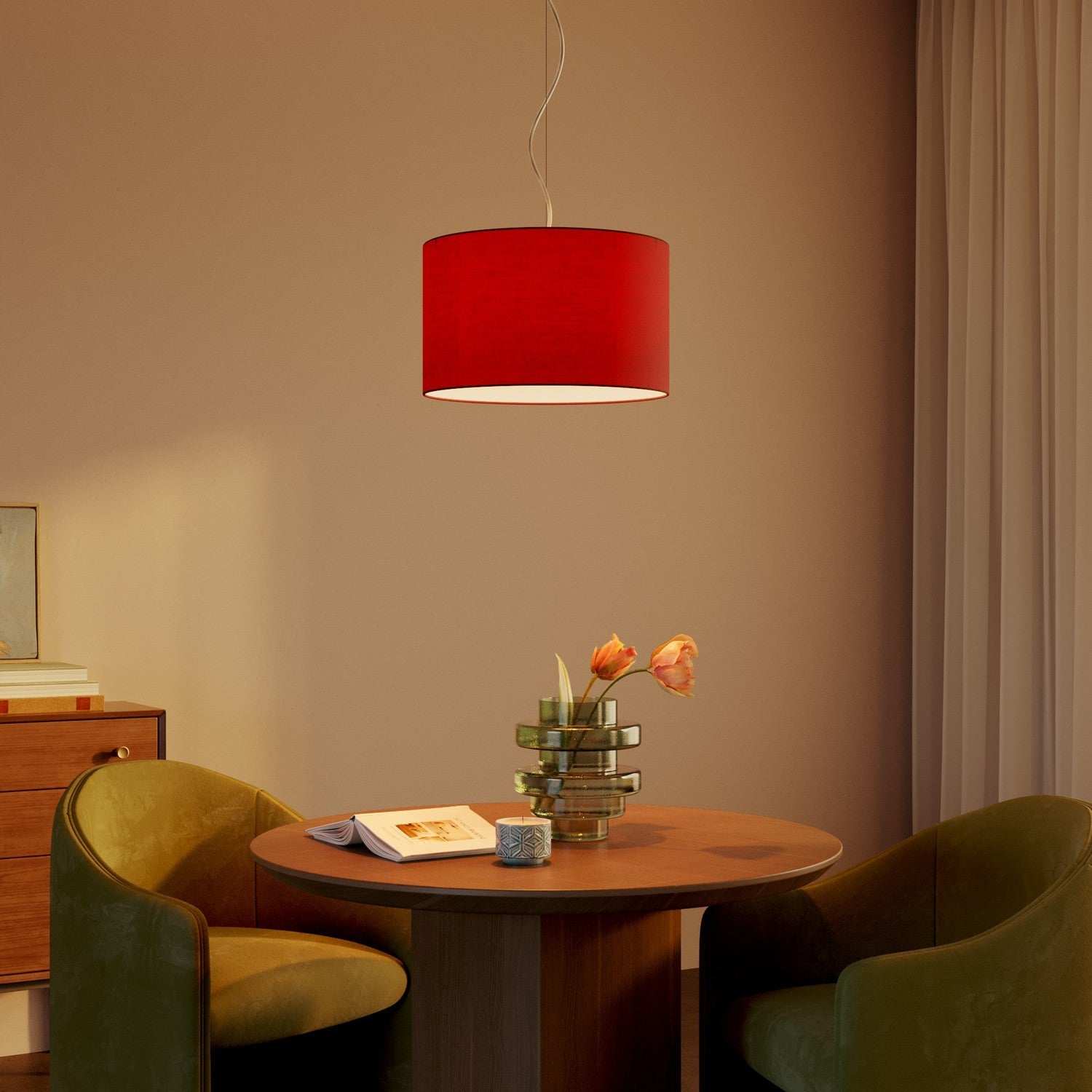 Paralume Cilindro L in tessuto con attacco E27 - Made in Italy - Teletta Rosso