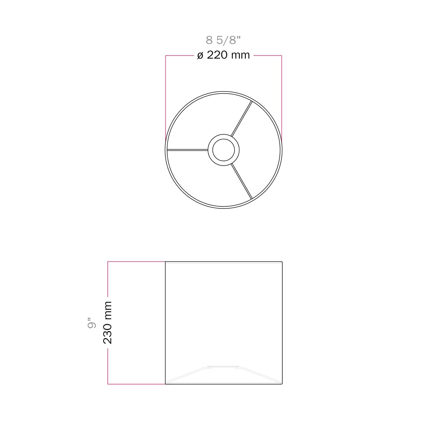 Paralume Cilindro M in tessuto con attacco E27 - Made in Italy - Juta naturale