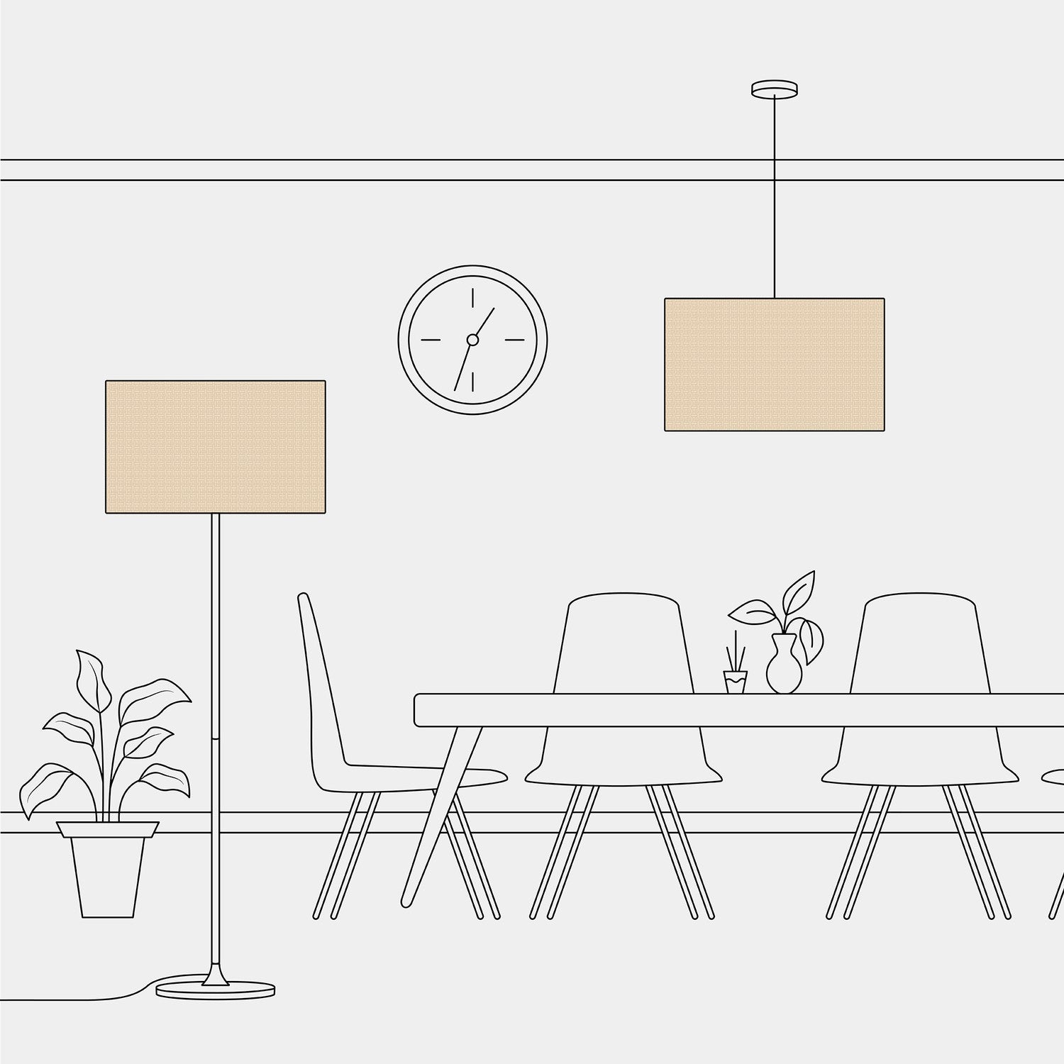 Paralume Cilindro XXL in tessuto con attacco E27 - Made in Italy - Raphia