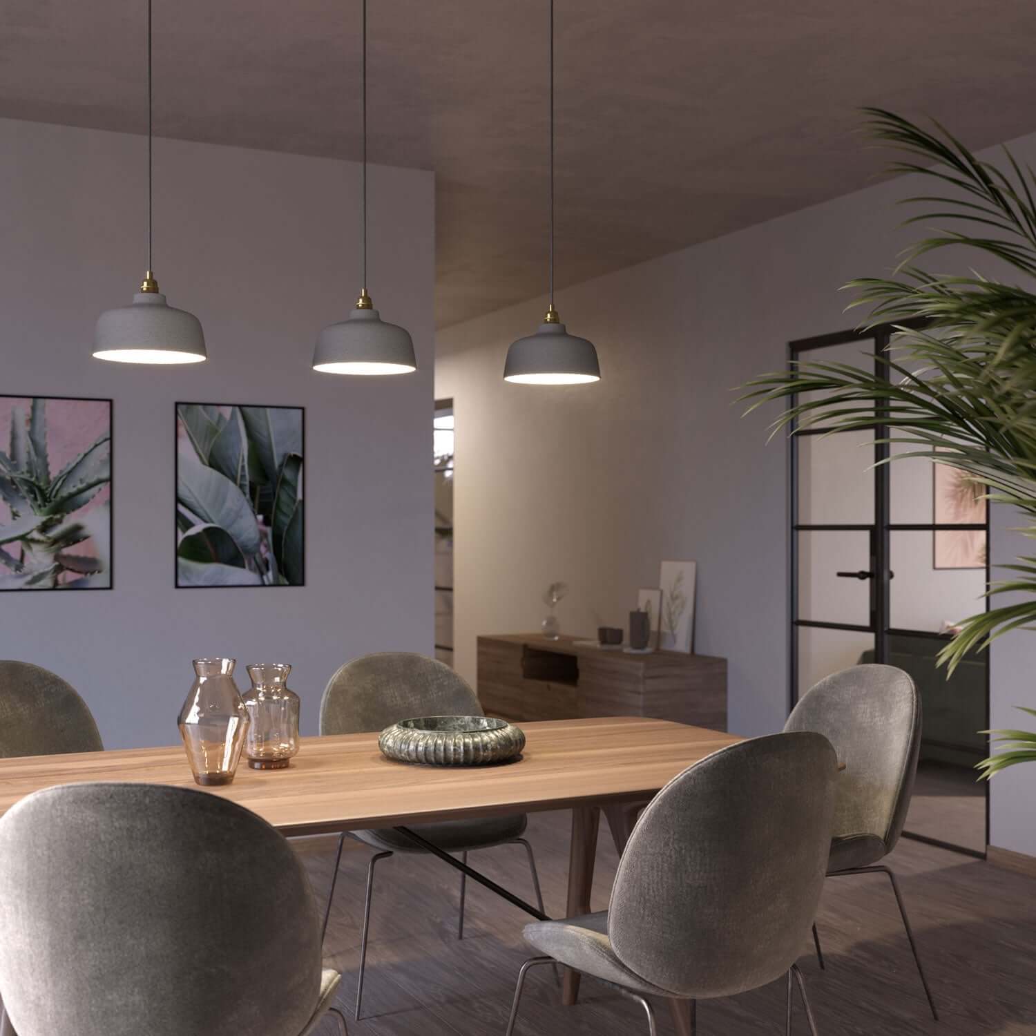 Paralume Coppa in ceramica, collezione Materia - Made in Italy - Effetto cemento