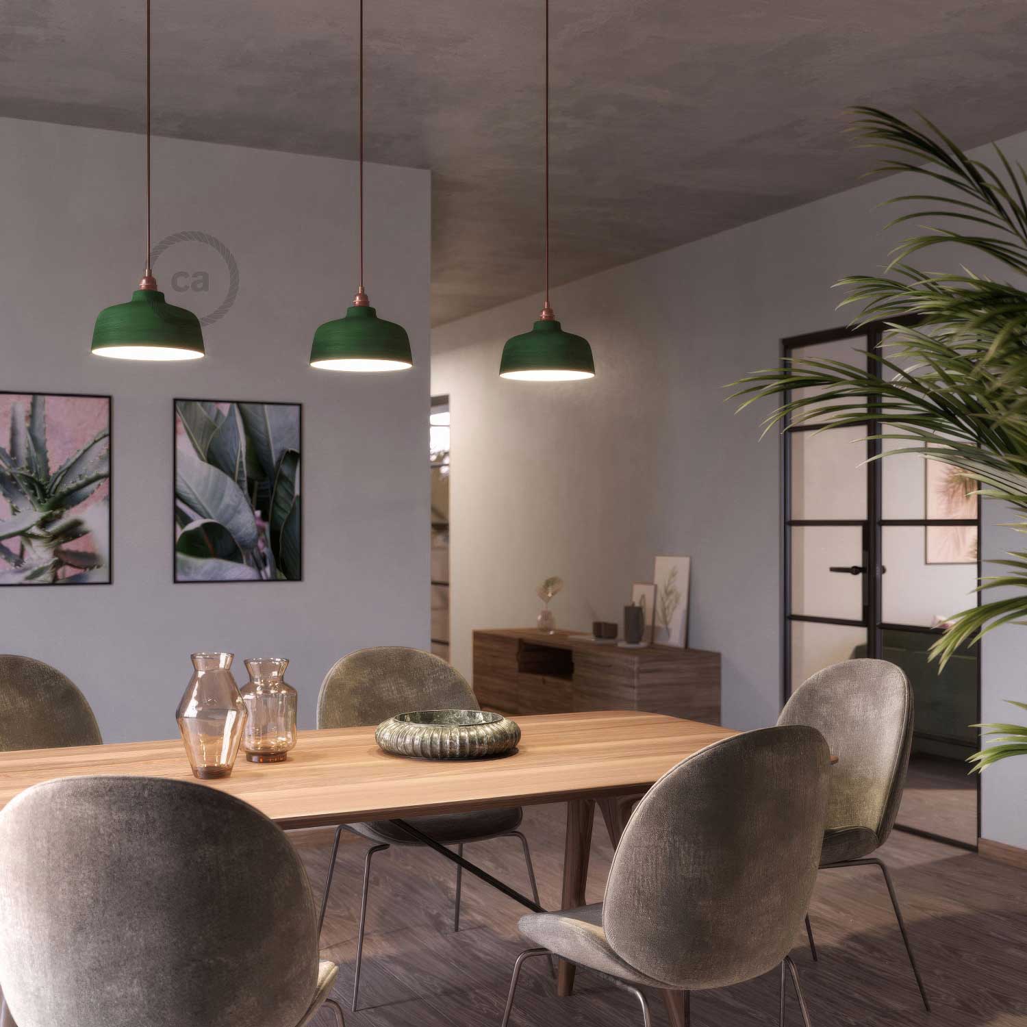 Paralume Coppa in ceramica, collezione Materia - Made in Italy - Evergreen striato