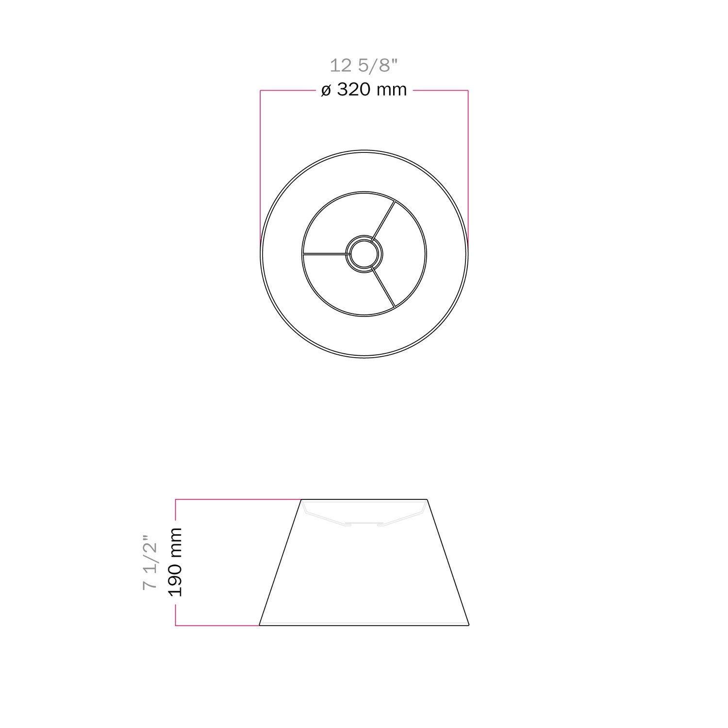 Paralume Impero M per sospensione con attacco E27 - Made in Italy - Teletta Antracite