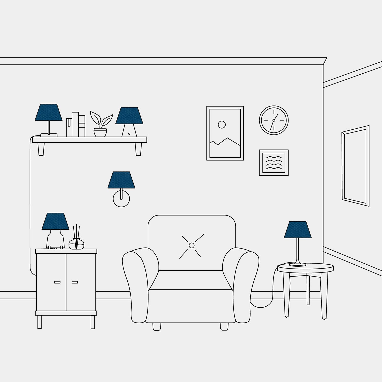 Paralume Impero S con attacco E27 per lampada da tavolo o applique - Made in Italy - Lana Blu