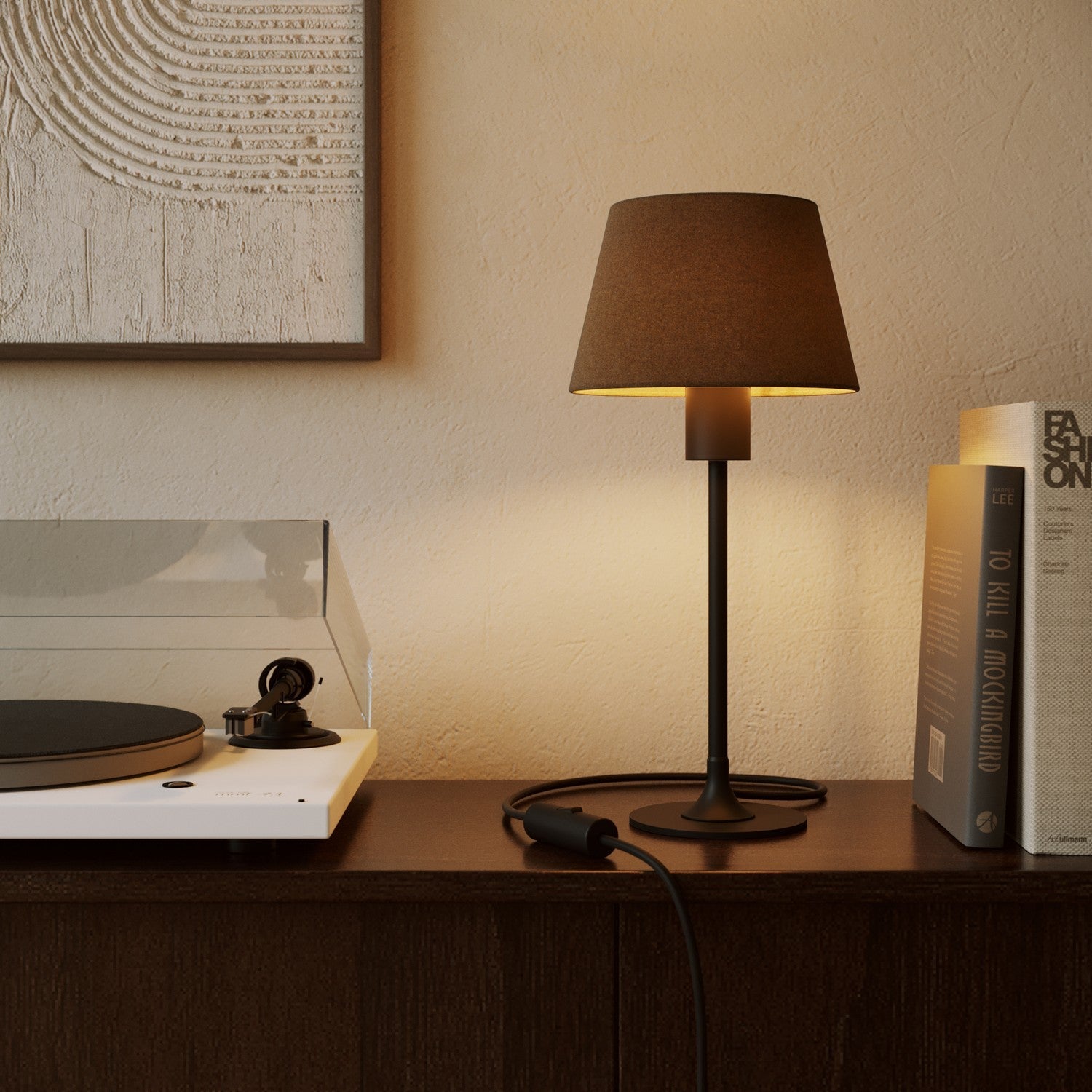 Paralume Impero S con attacco E27 per lampada da tavolo o applique - Made in Italy - Lana Marrone