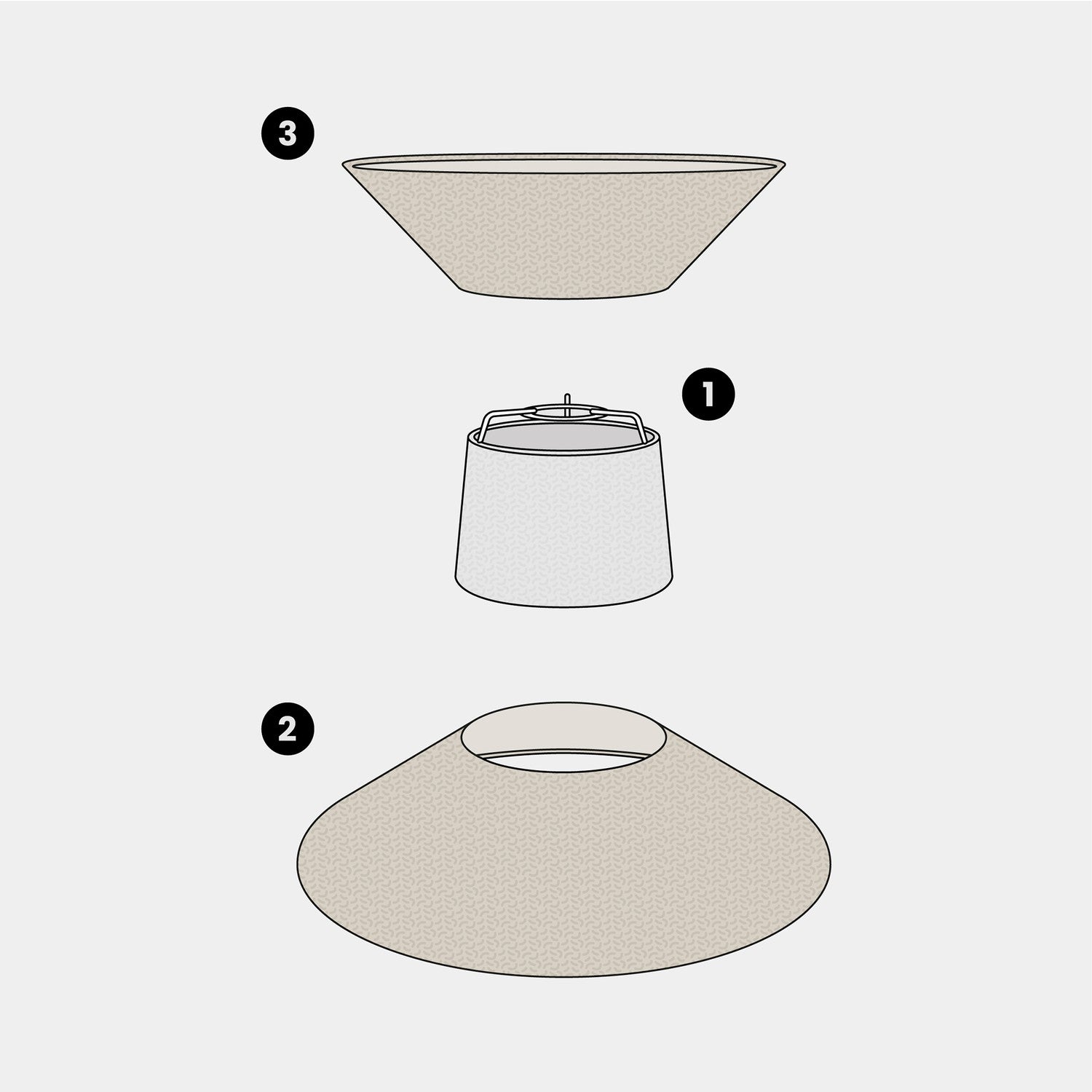 Paralume in tessuto Clessidra per lampada a sospensione - Lana Beige Lana sabbia