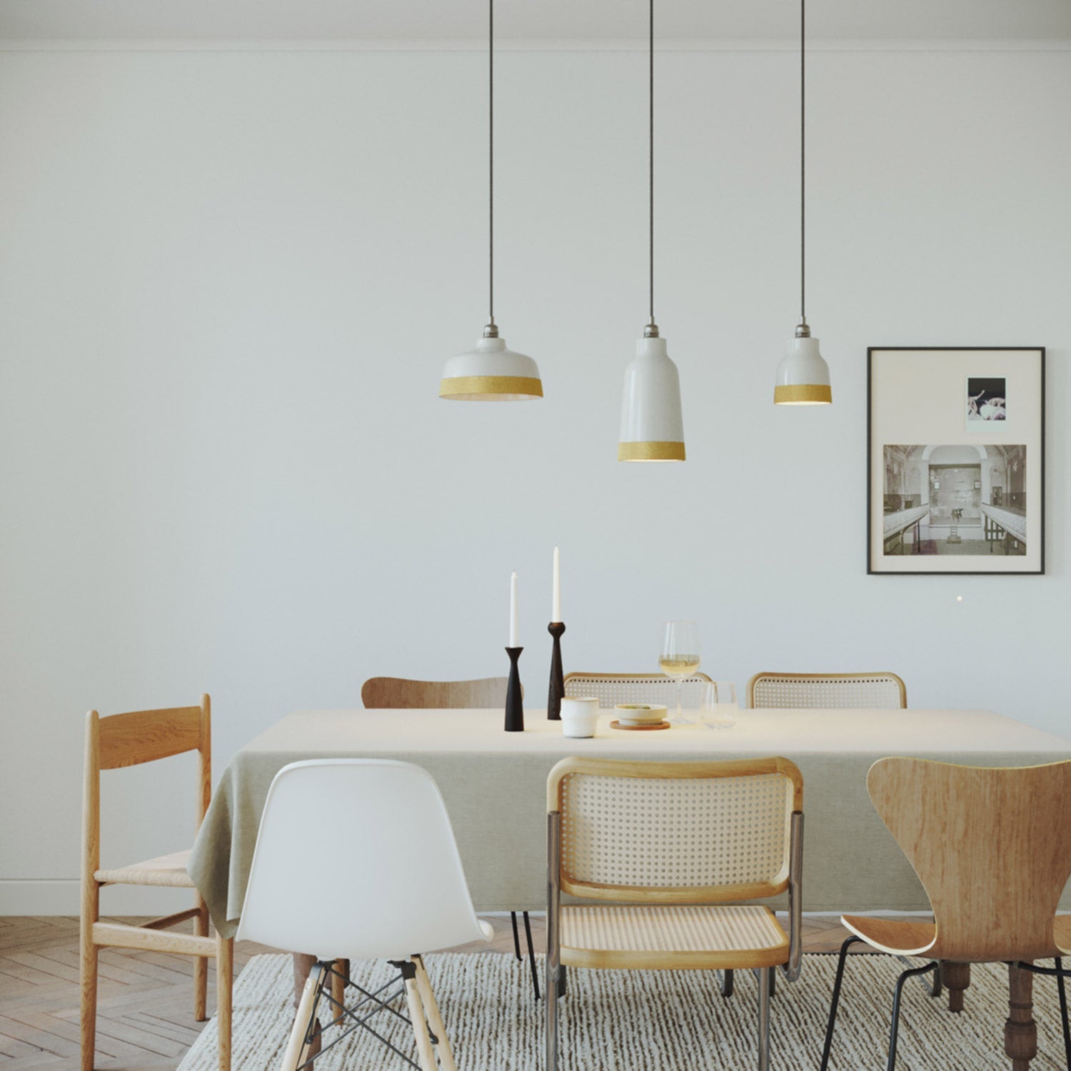 Paralume Vaso bicolore in ceramica Bianco e Giallo, collezione Materia - Made in Italy