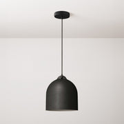 Pendant lamp with textile cable and lampshade Bell M in ceramic - Blackboard