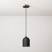 Lampada a sospensione completa di cavo tessile e paralume Mini Campana XS in ceramica - Lavagna