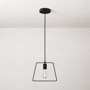 Lampada a sospensione completa di cavo tessile, paralume Duedì Base e finiture in metallo - Nero