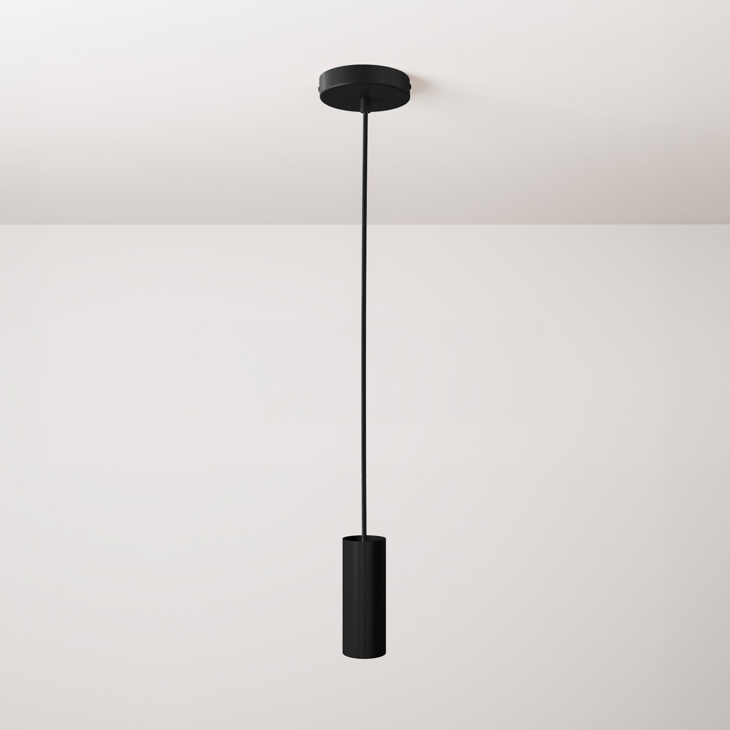 Pendant lamp with textile cable, Tub-E12 lampshade and metal details - Black
