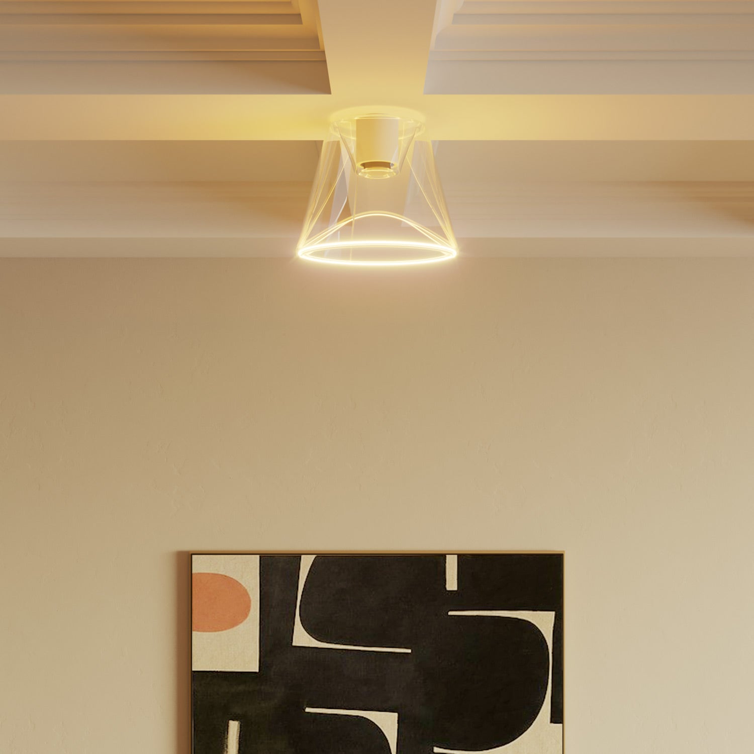 Plafoniera design con lampadina Ghost a cono trasparente - Bianco - Creative Cables