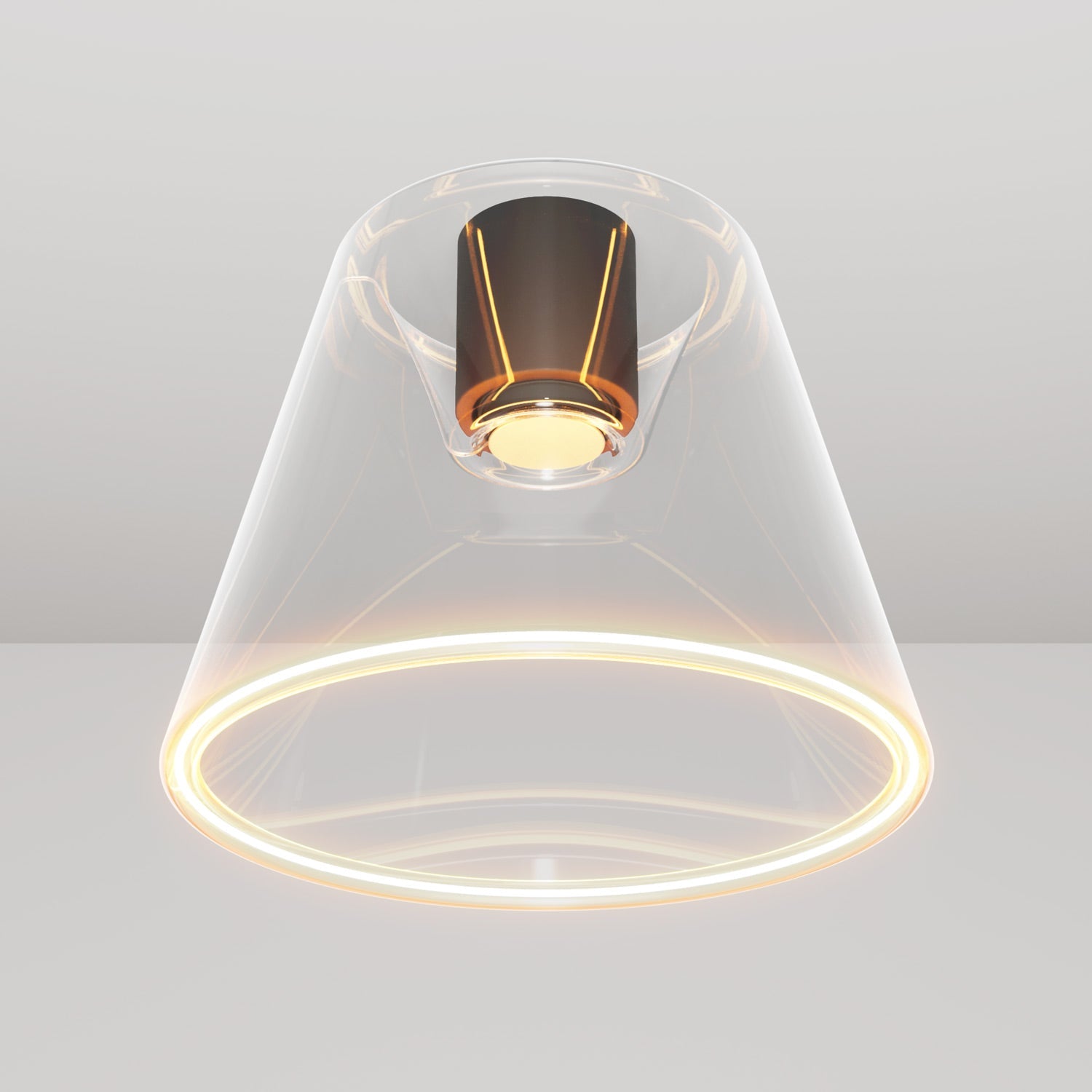 Plafoniera design con lampadina Ghost a cono trasparente - Nero