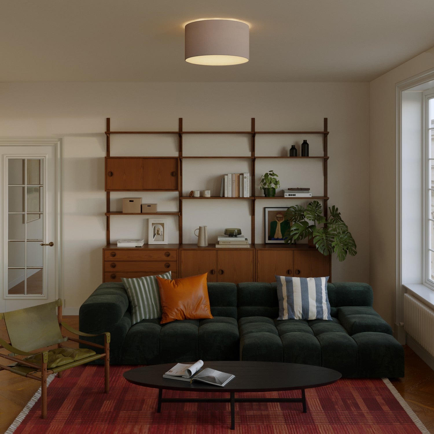 Plafoniera in tessuto Medium Arenal cenere - Made in Italy - Creative Cables