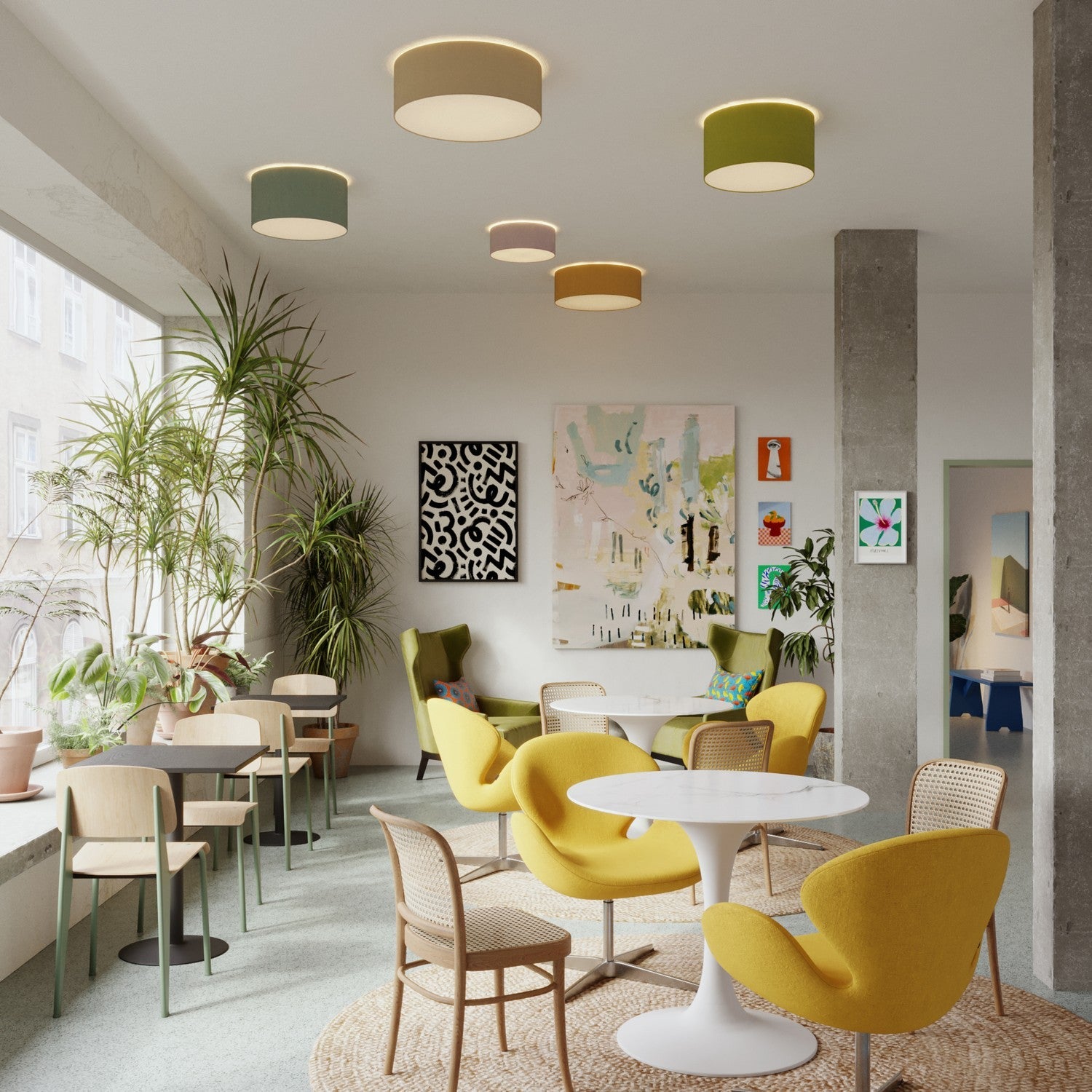 Plafoniera in tessuto Medium Cinette aragosta - Made in Italy