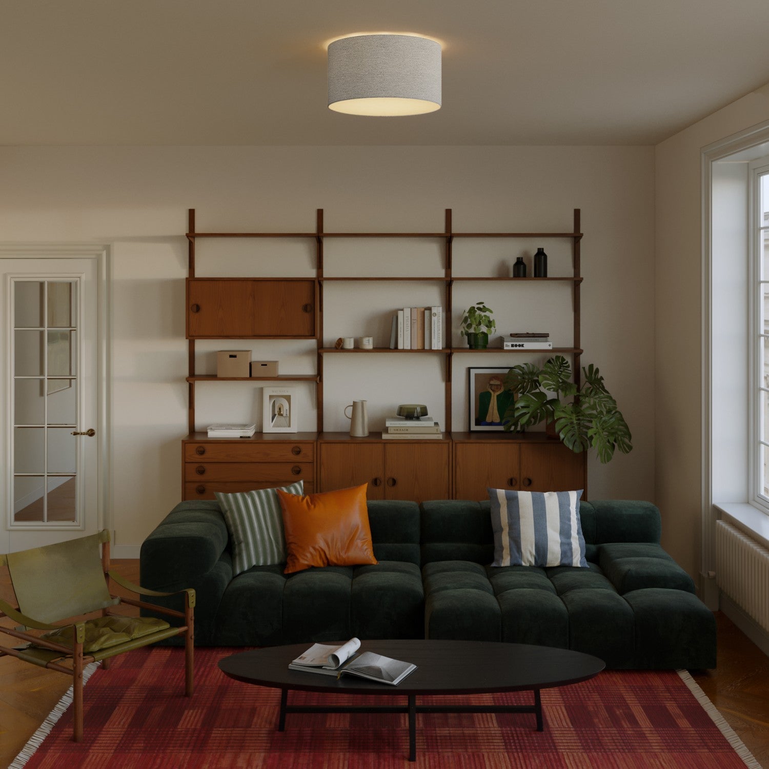 Plafoniera in tessuto Medium - Made in Italy - Lana Grigio Chiaro - Creative Cables