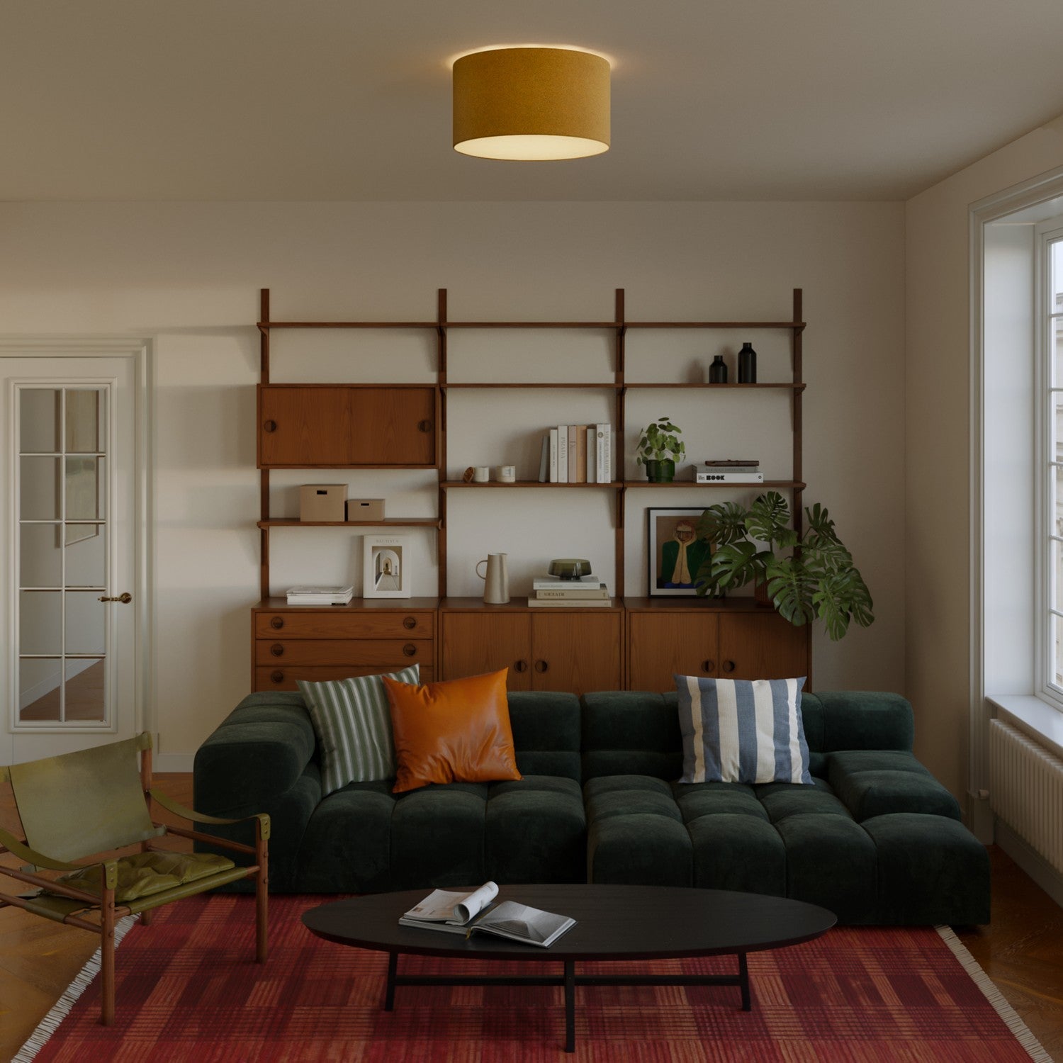 Plafoniera in tessuto Medium - Made in Italy - Lana Senape - Creative Cables