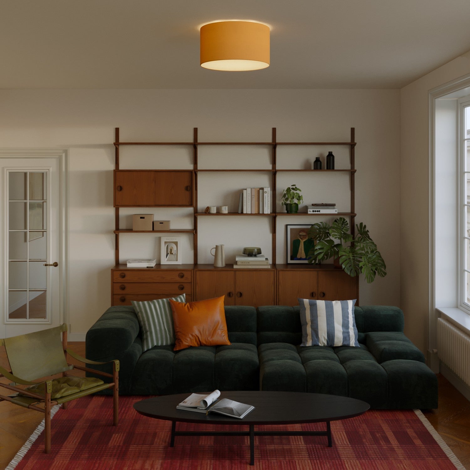 Plafoniera in tessuto Medium - Made in Italy - Teletta Mandarino - Creative Cables