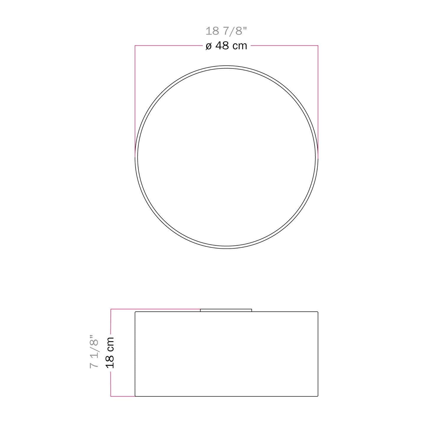Plafoniera in tessuto Medium Slim - Made in Italy - Teletta Mandarino
