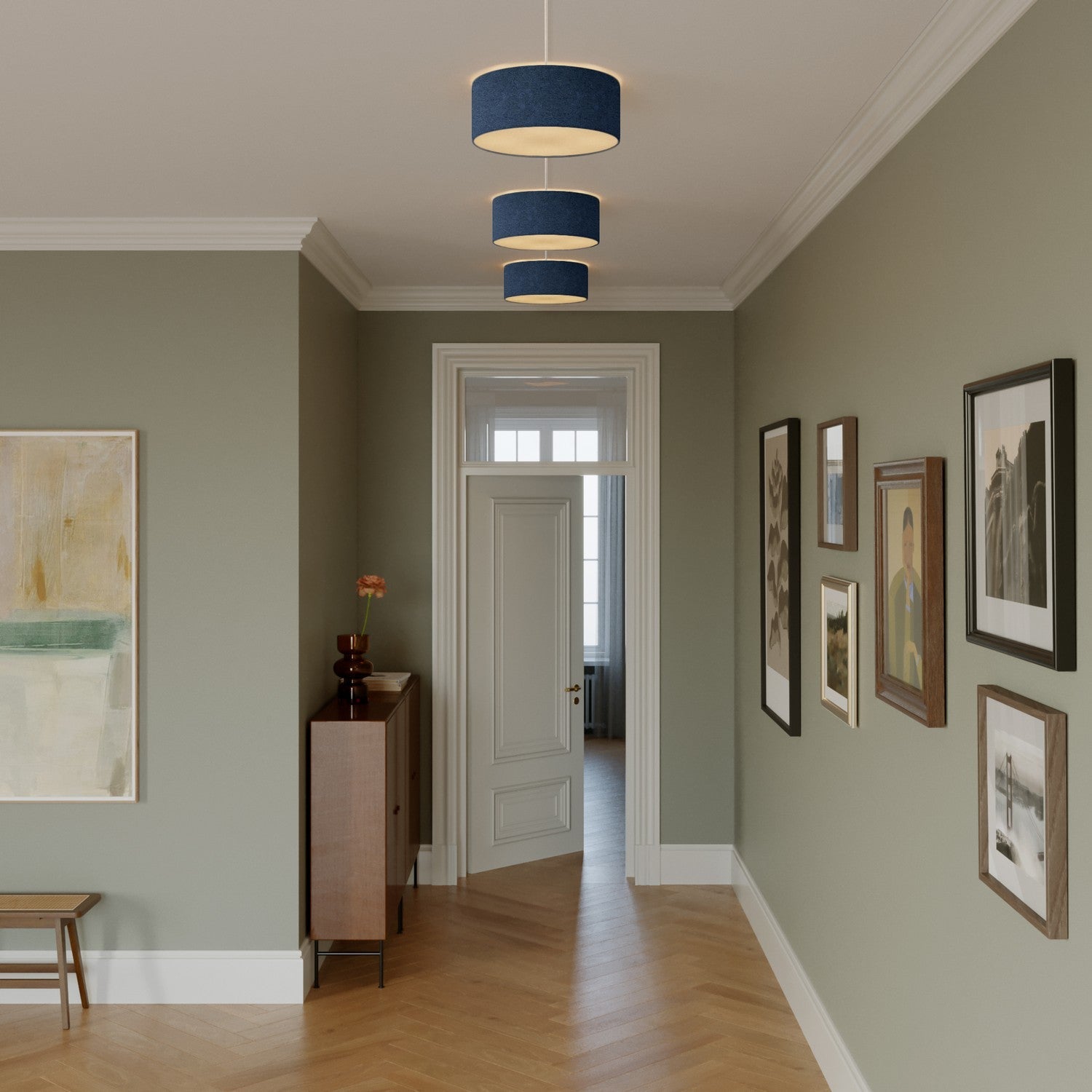 Plafoniera in tessuto Small - Made in Italy - Lana Blu - Creative Cables