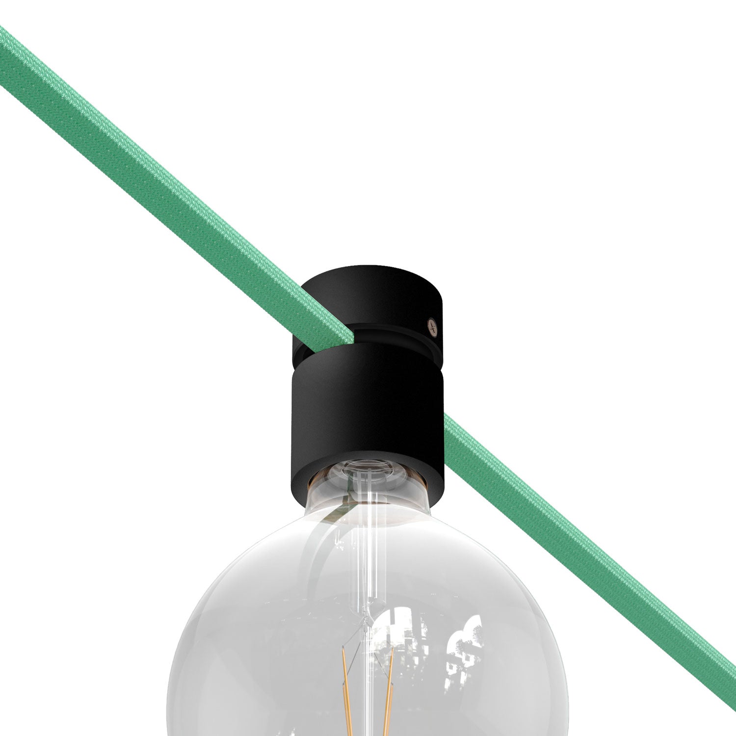 Portalampada in legno per cavo per catenaria e sistema Filé. Made in Italy - Nero - Creative Cables