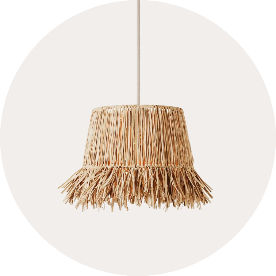 Lampenkappen van raffia