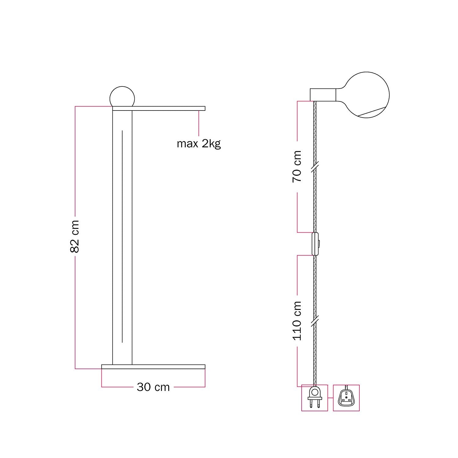 Rocco - Lampada da terra con lampadina Camo - Arancione