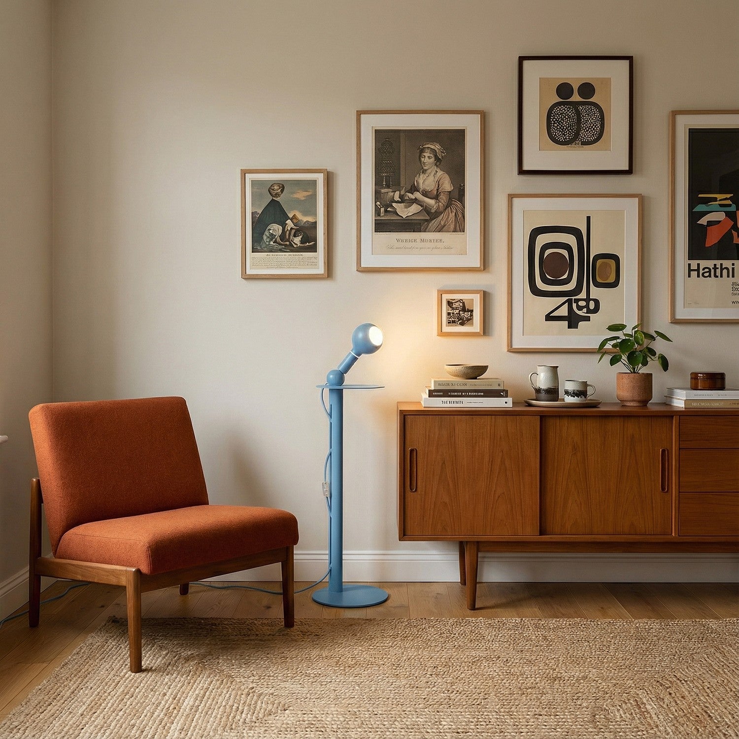 Rocco - Lampada da terra con lampadina Camo - Blu