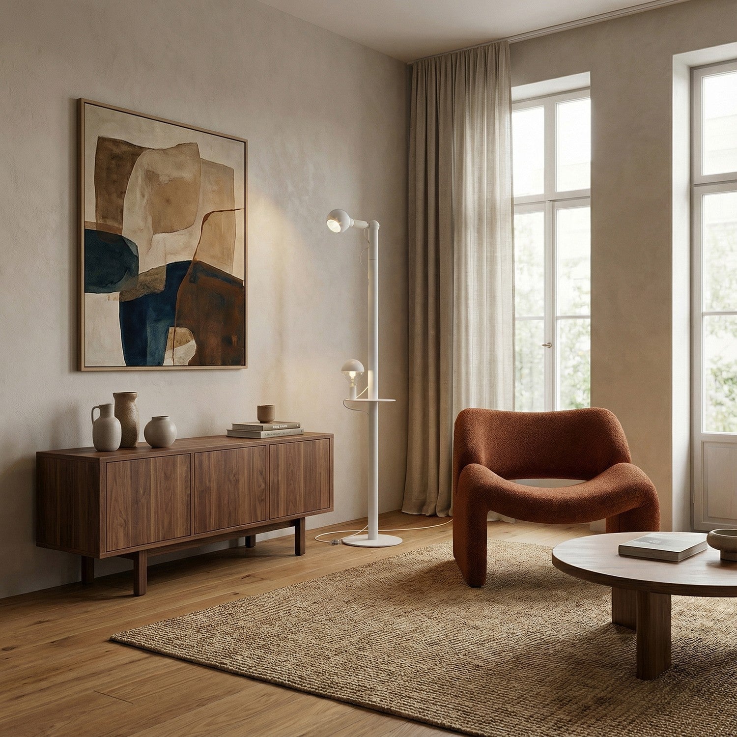 Rocco XXL - Lampada da terra con lampadina Maria e Camo - Bianco